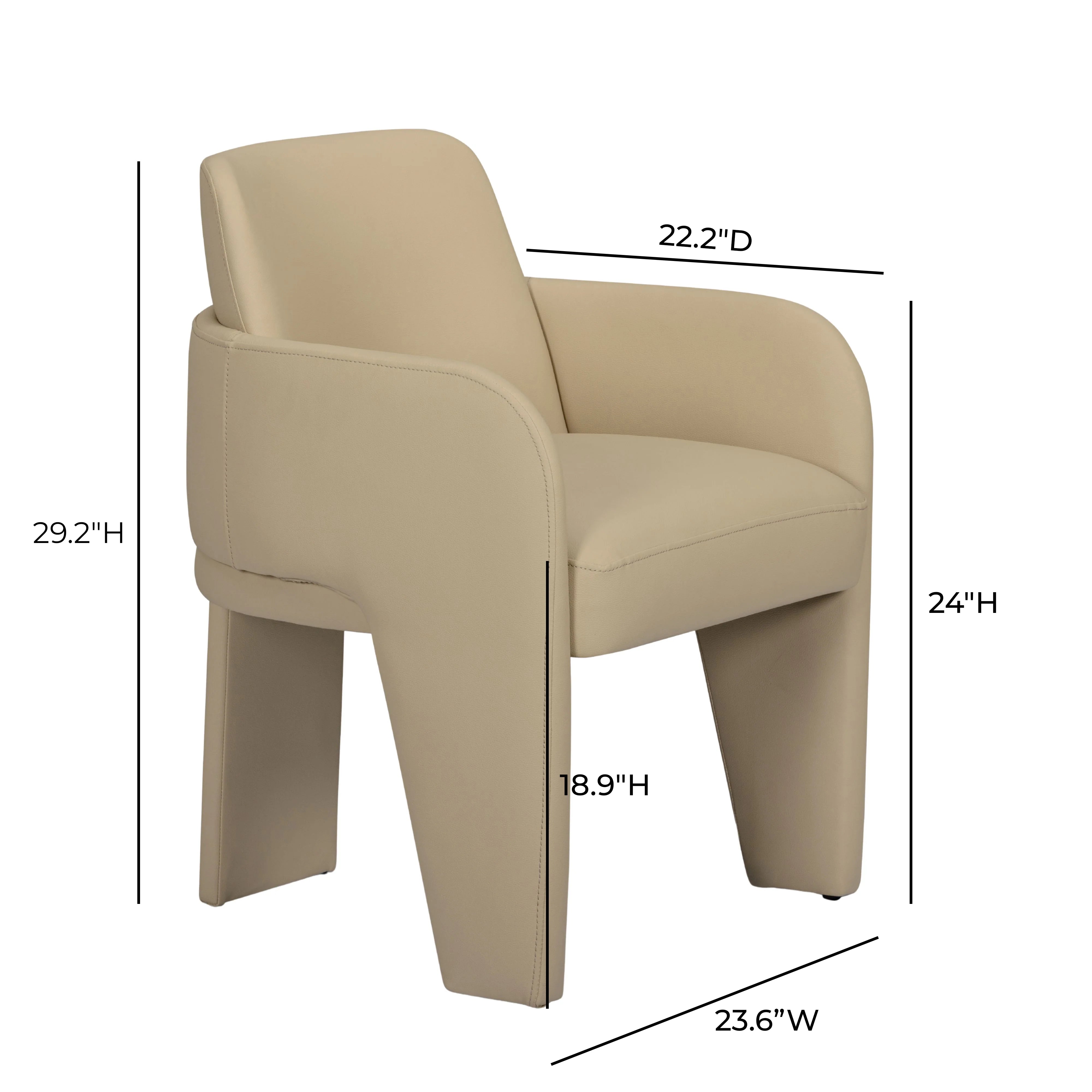 Chaise de salle à manger en cuir végétalien Leo Cream Performance