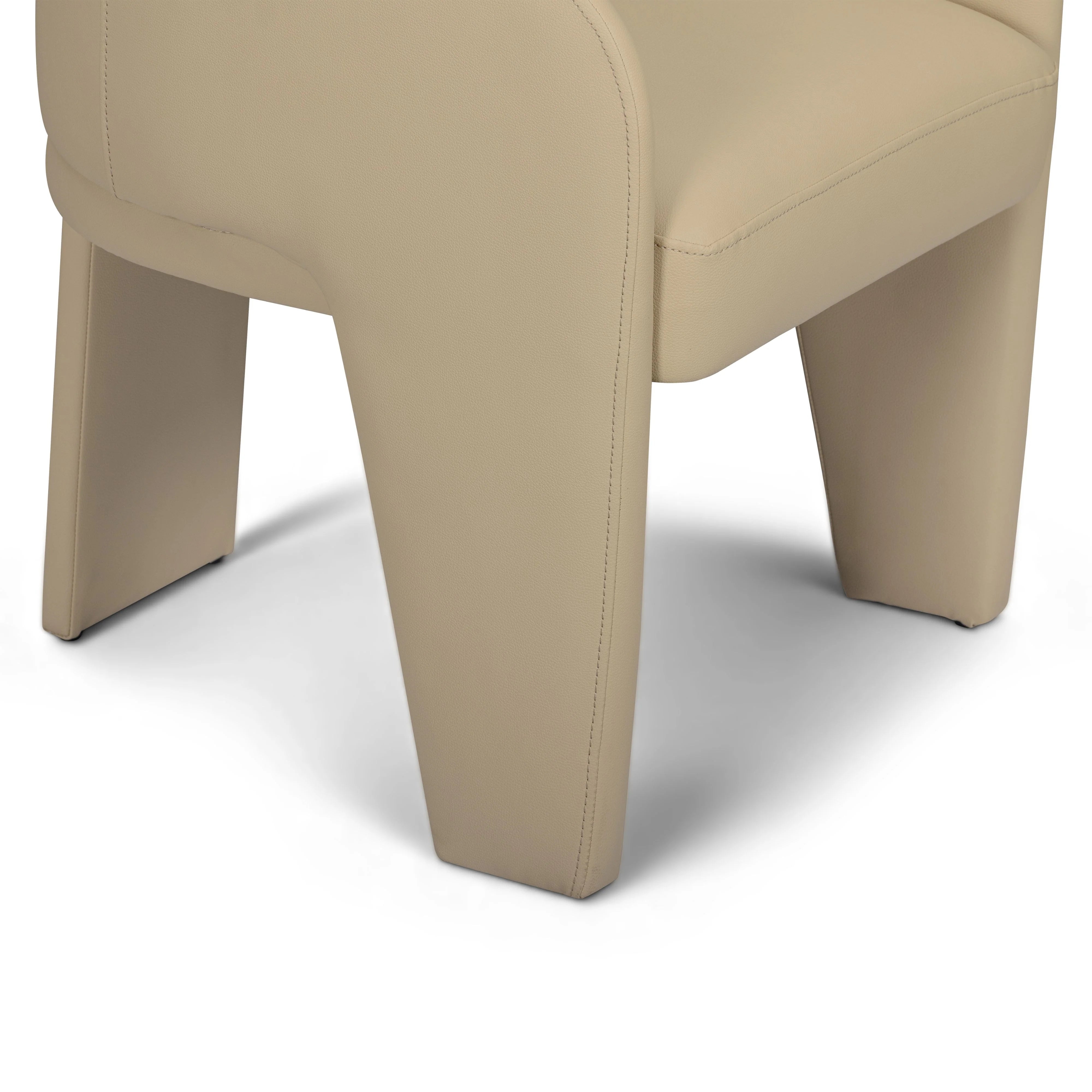 Chaise de salle à manger en cuir végétalien Leo Cream Performance
