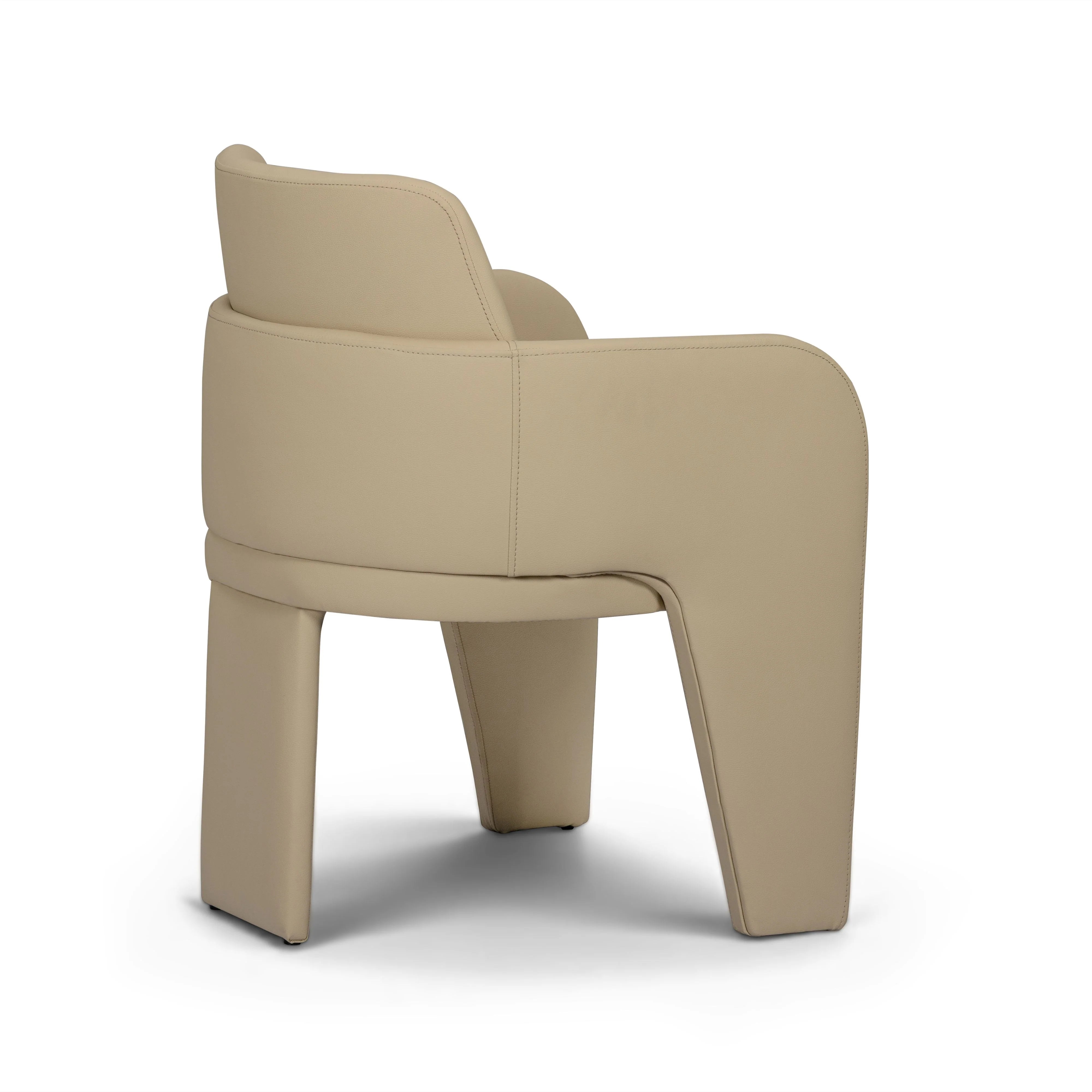 Chaise de salle à manger en cuir végétalien Leo Cream Performance