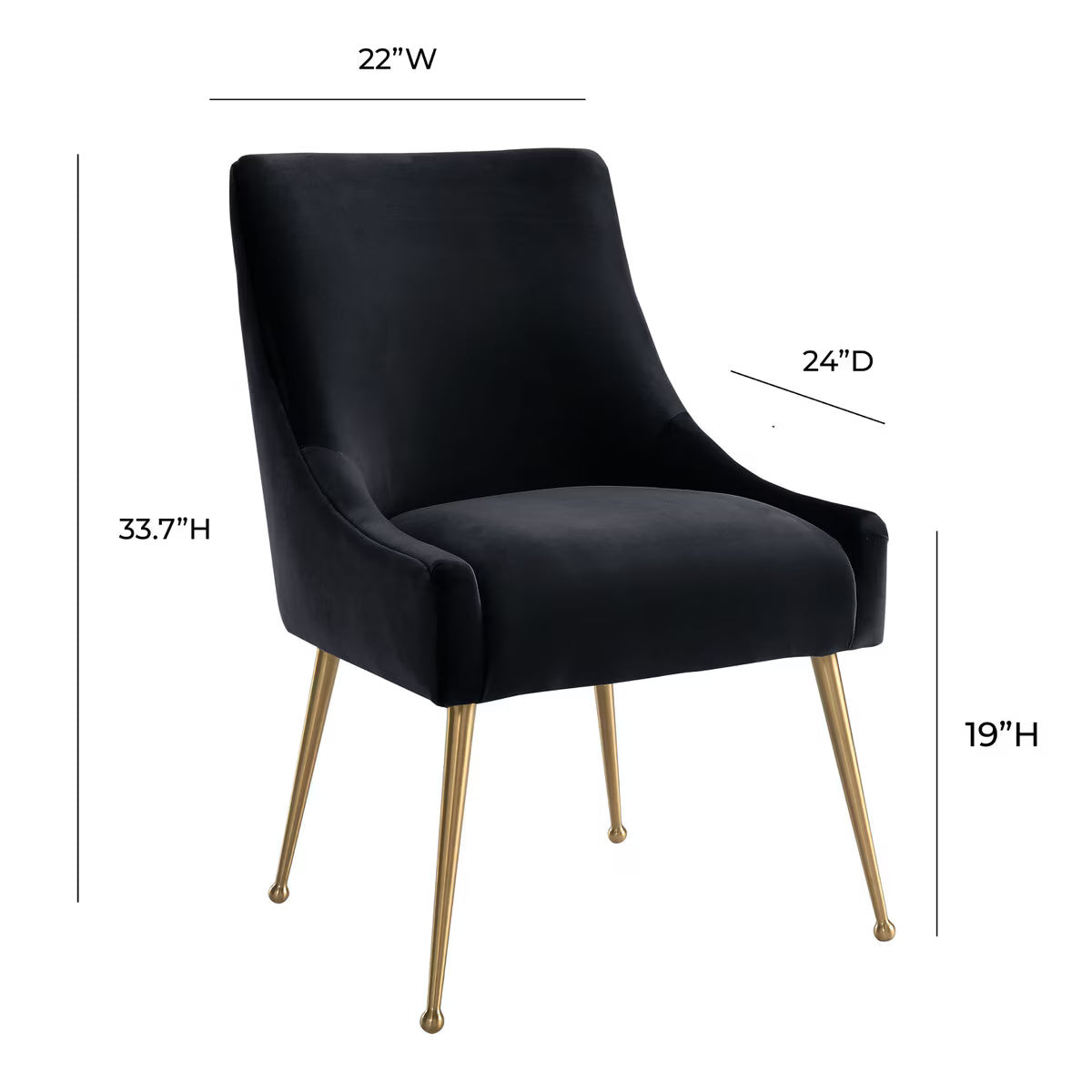 Chaise d'appoint Beatrix en velours noir