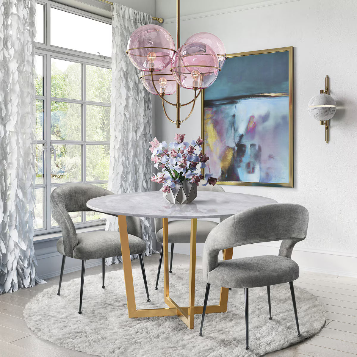 Chaise de salle à manger Rocco Slub Grey