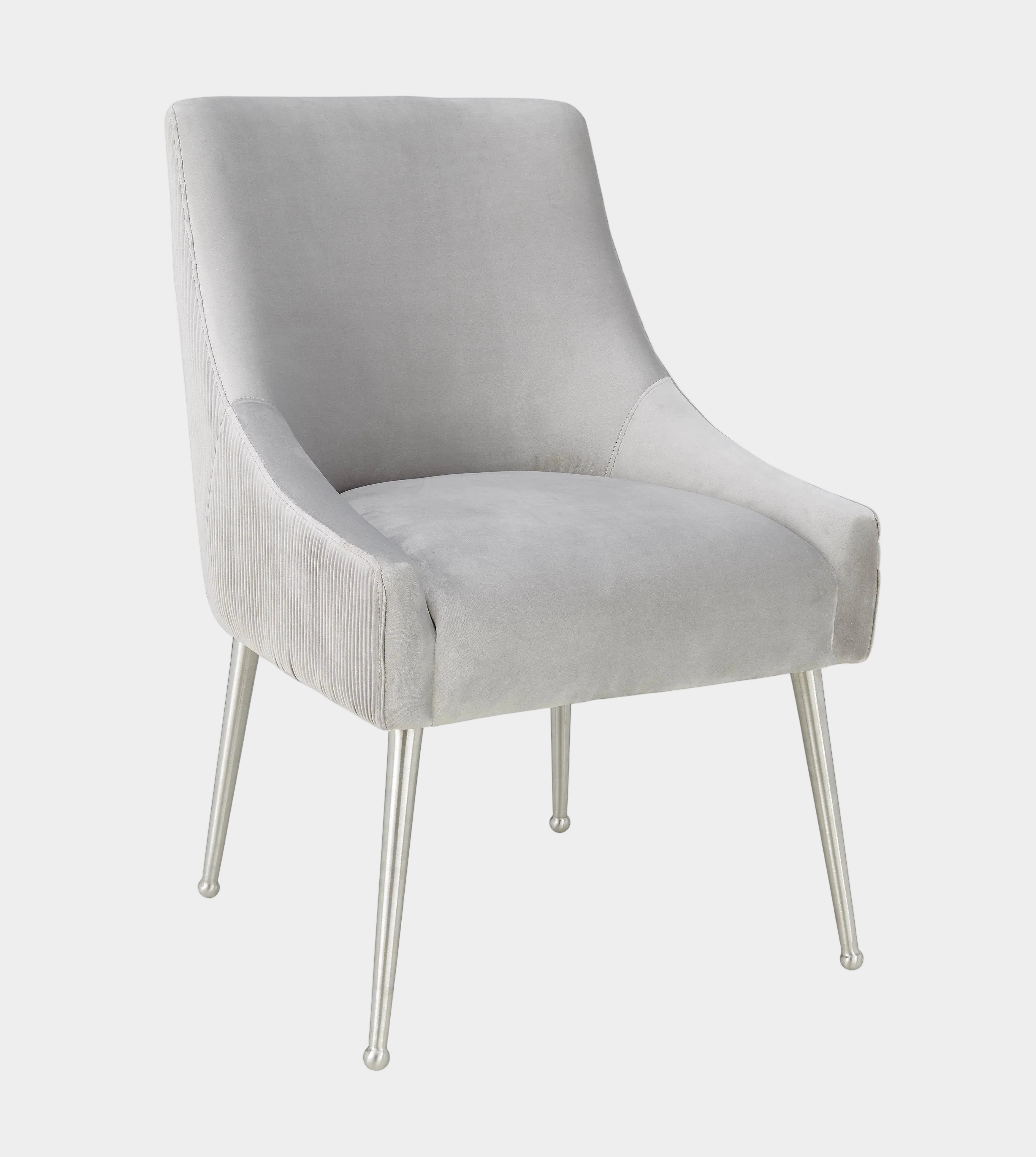 Beatrix Grey Performance Velvet Dining Chair - Silver Legs