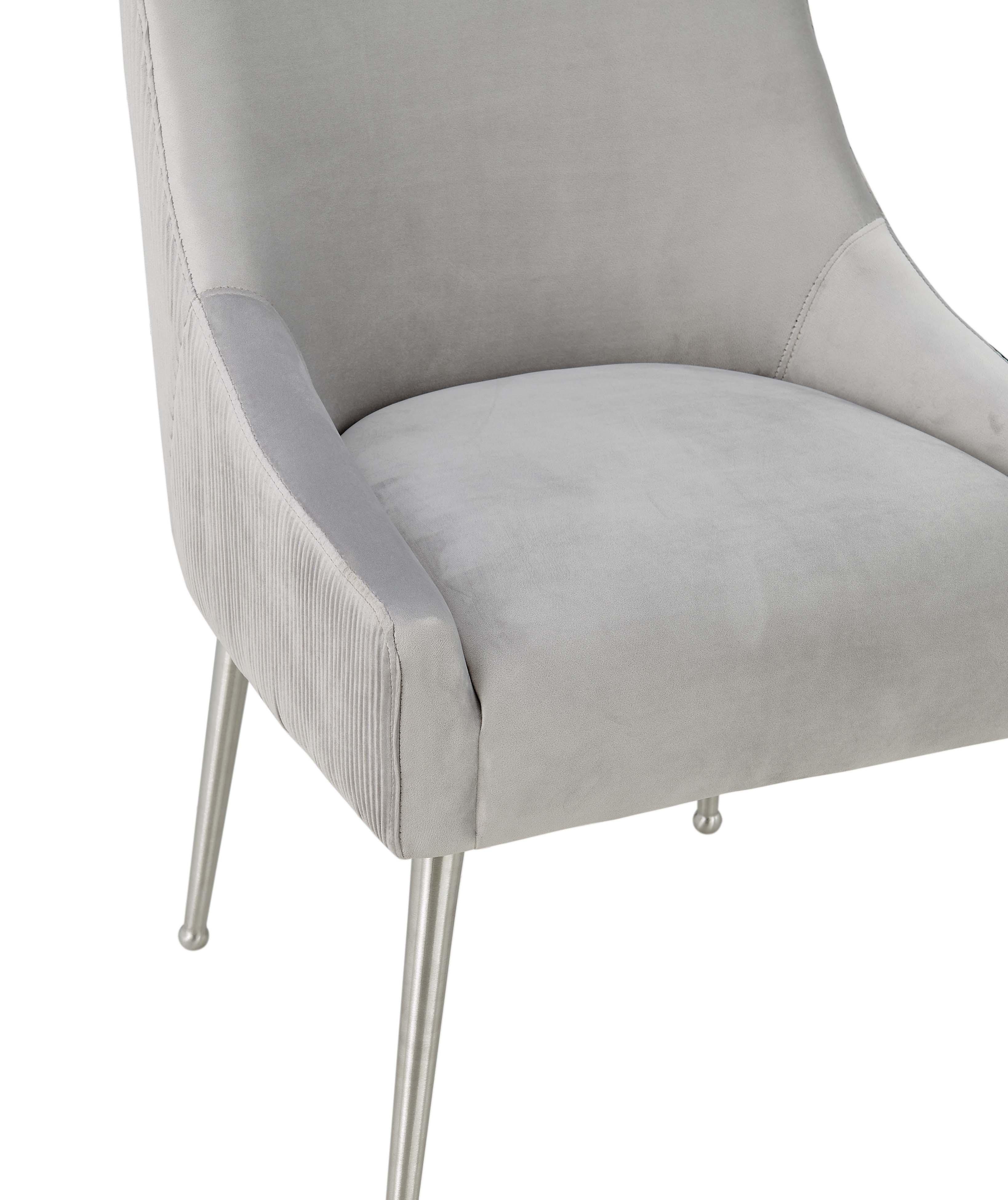Beatrix Grey Performance Velvet Dining Chair - Silver Legs