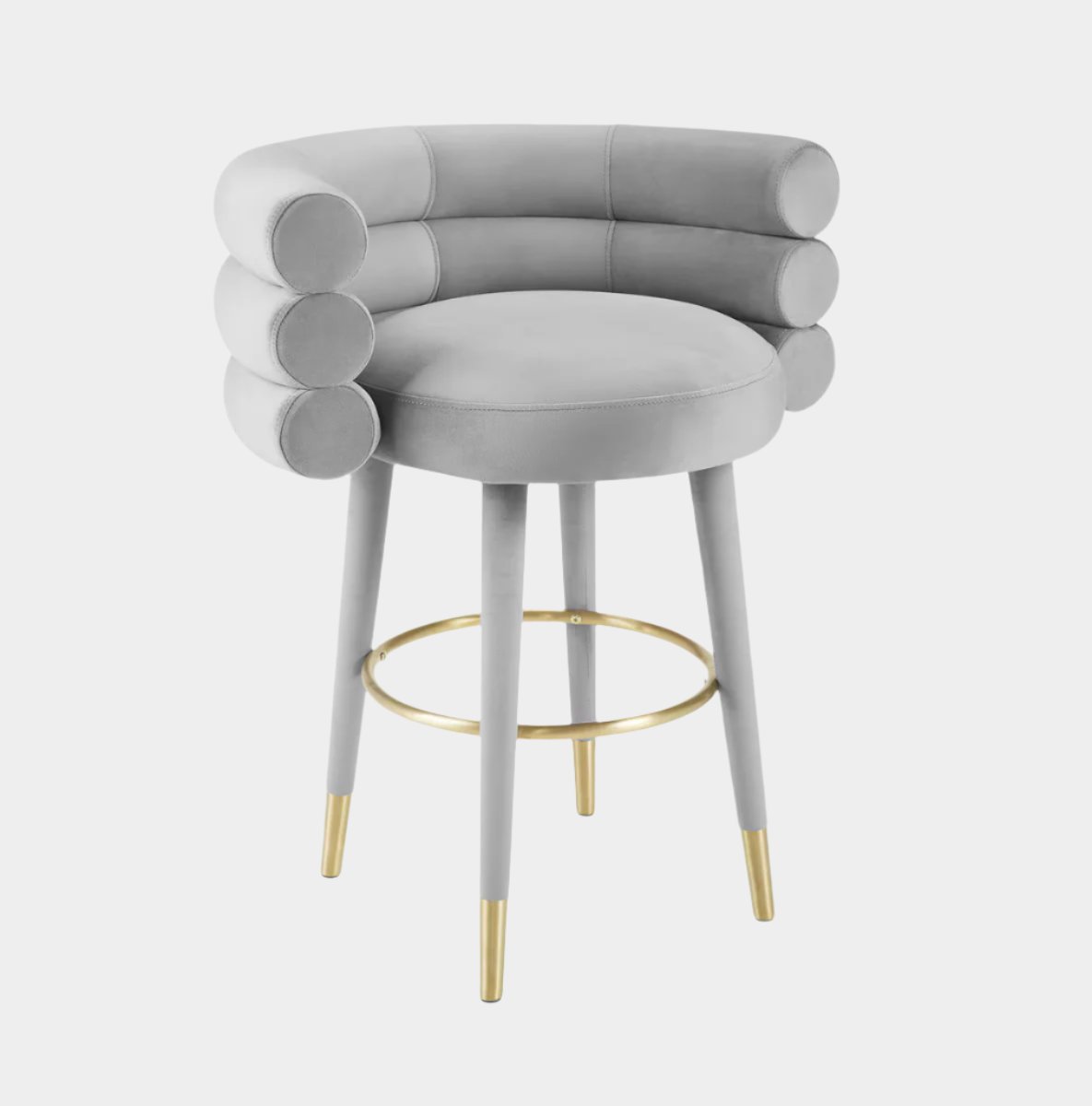 Tabouret de bar en velours gris Betty