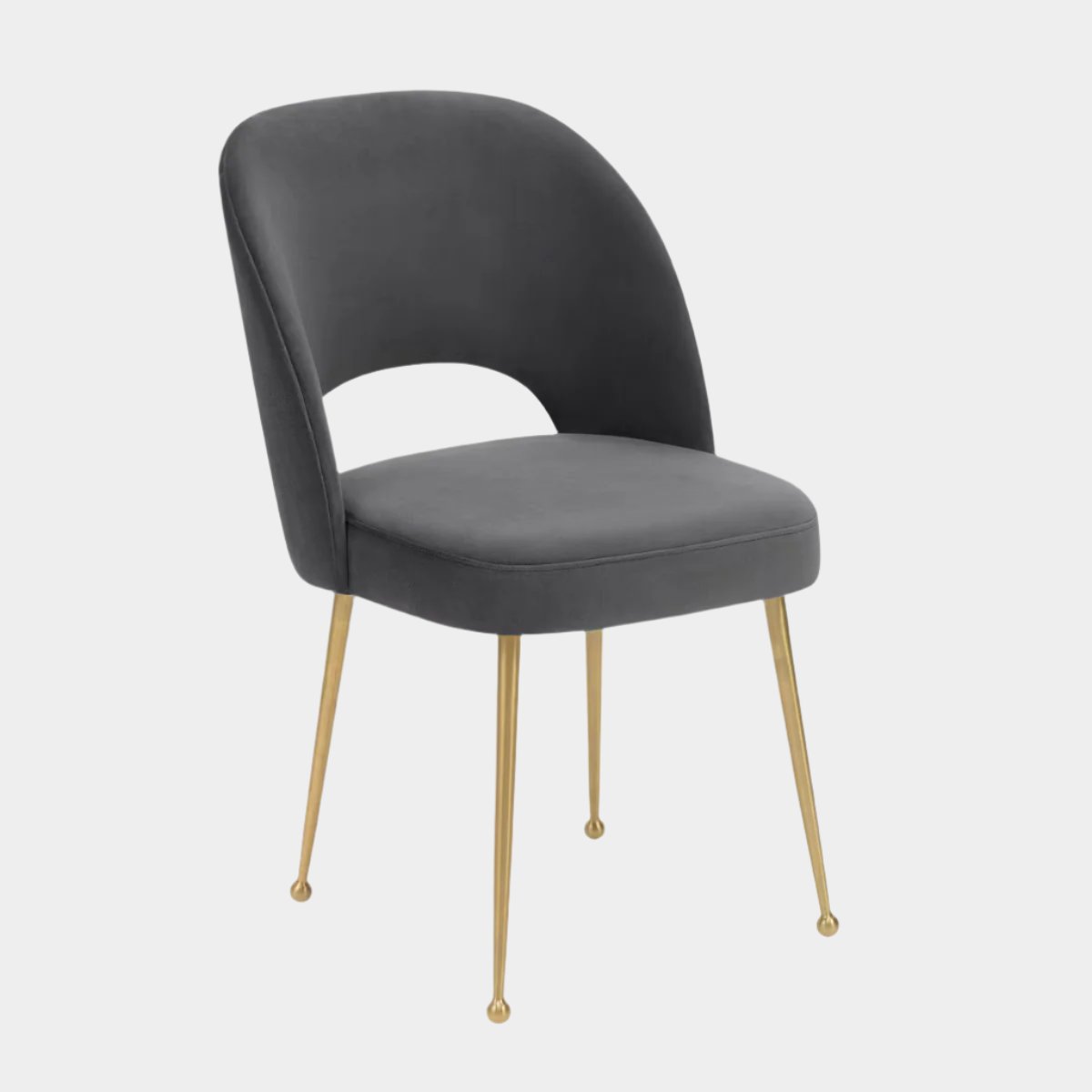 Chaise en velours gris foncé Swell
