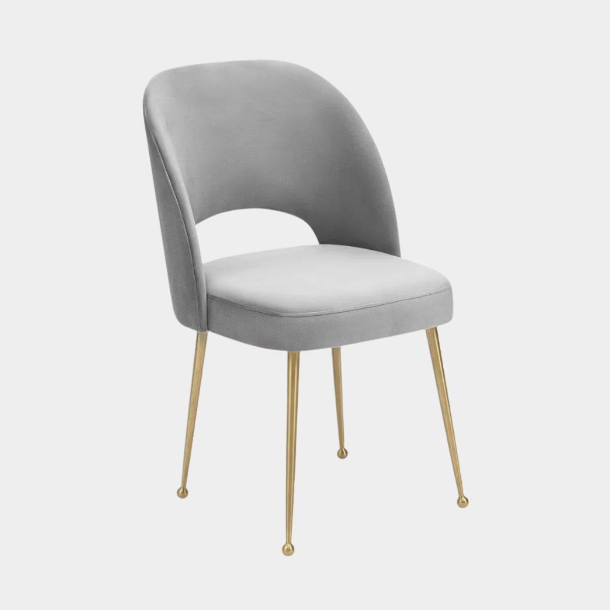 Chaise Swell en velours gris clair