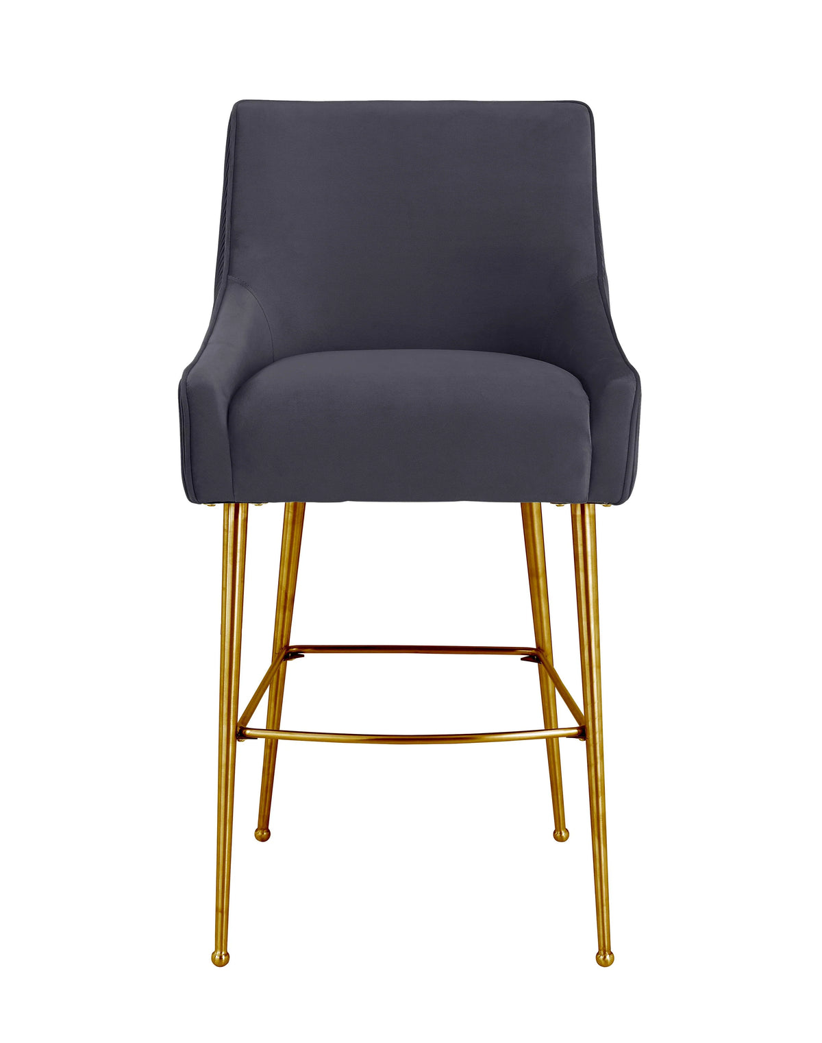 Tabouret de bar Beatrix en velours gris clair plissé