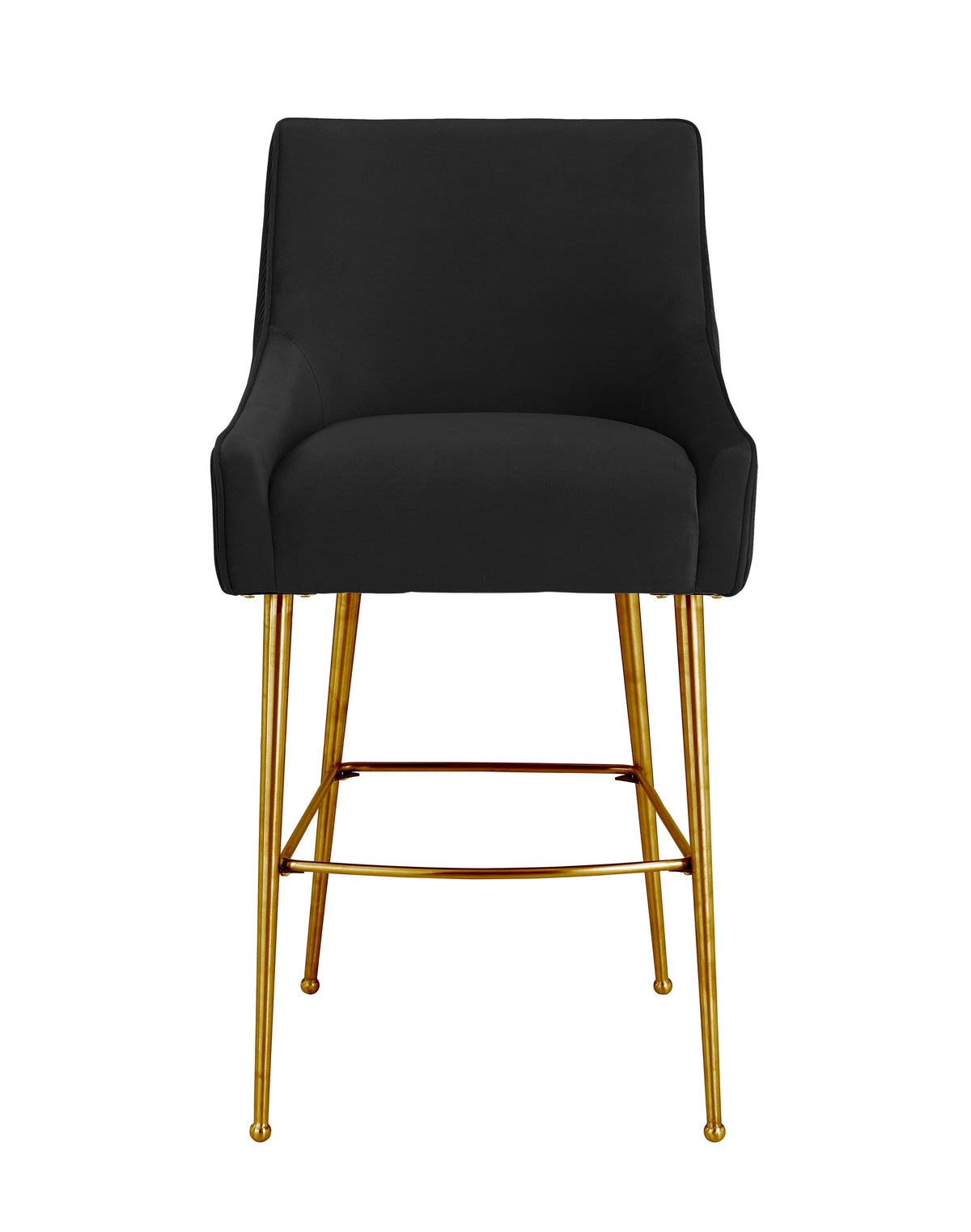 Tabouret de bar Beatrix en velours gris clair plissé