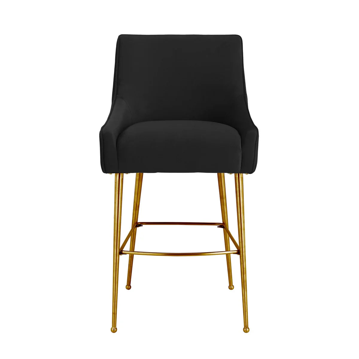 Tabouret de bar Beatrix en velours gris clair plissé