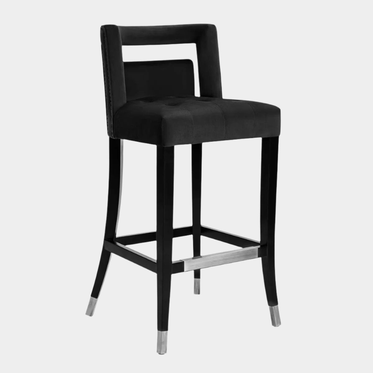Tabouret de bar en velours noir Hart