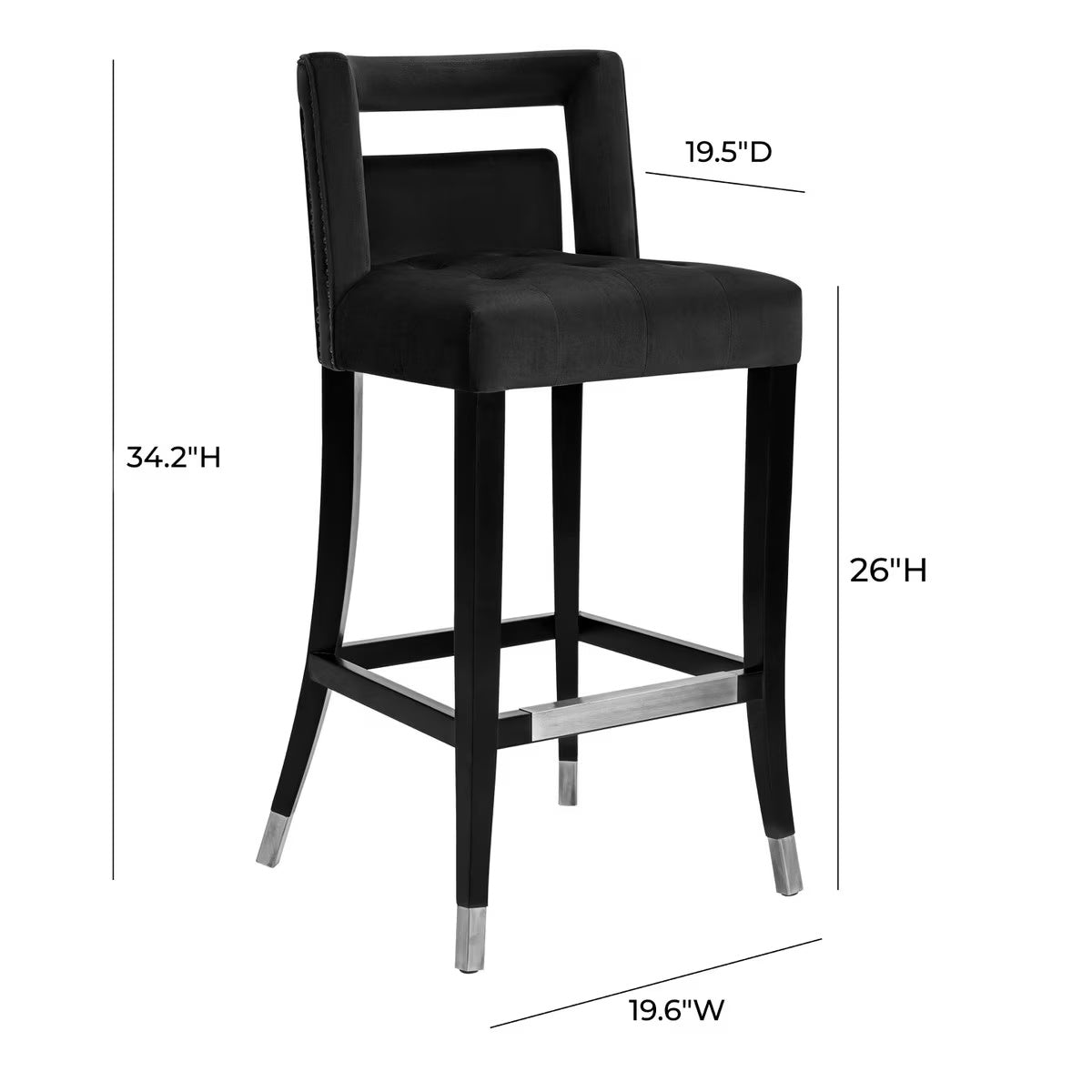 Tabouret de bar en velours noir Hart