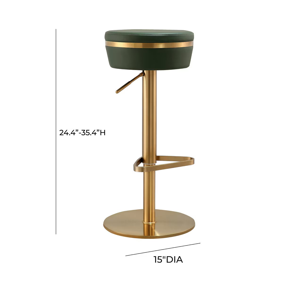 Tabouret réglable Astro Malachite Green Performance en cuir végétalien et or