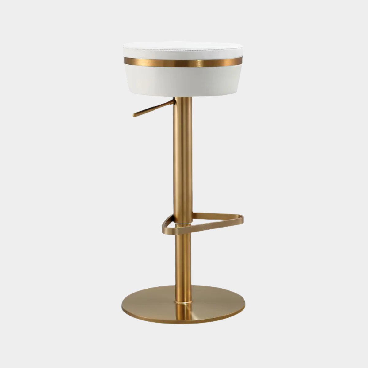 Tabouret réglable Astro White Performance en cuir végétalien et or