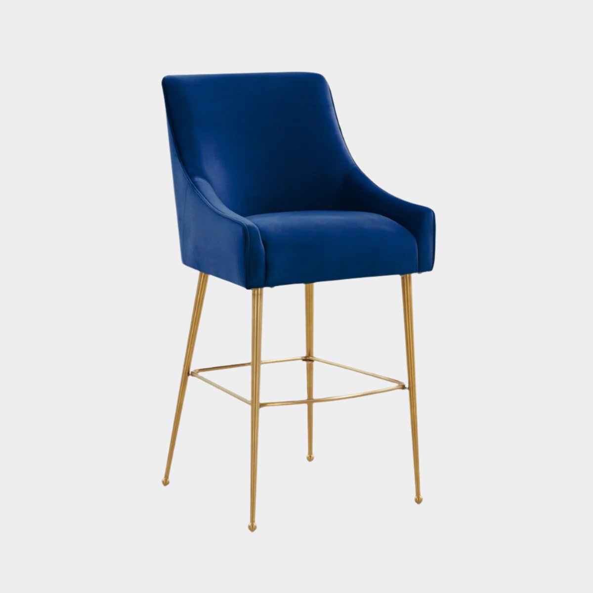 Tabouret de bar Beatrix en velours bleu marine