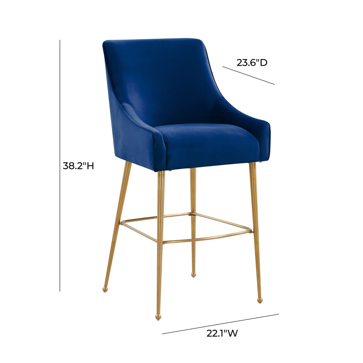 Tabouret de bar Beatrix en velours bleu marine
