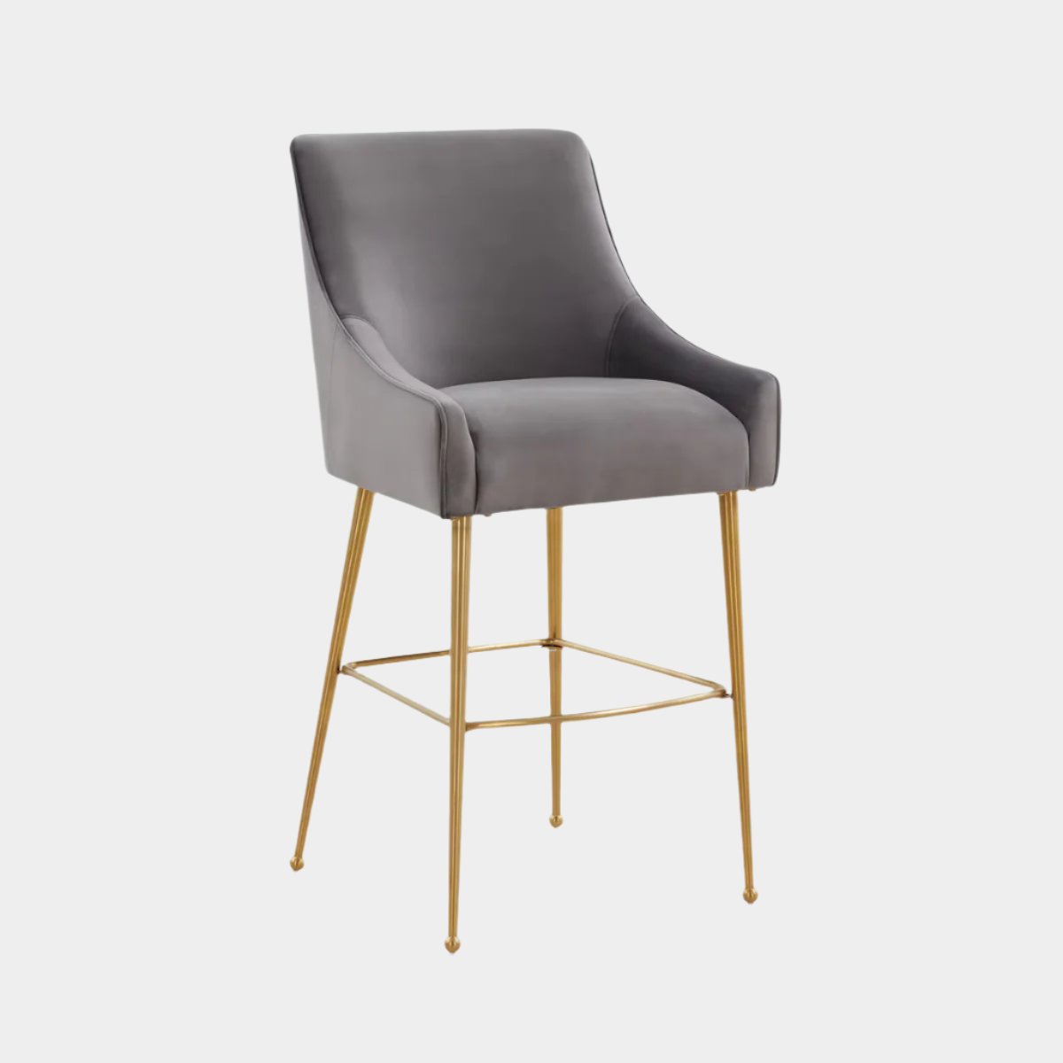 Tabouret de bar Beatrix en velours gris foncé