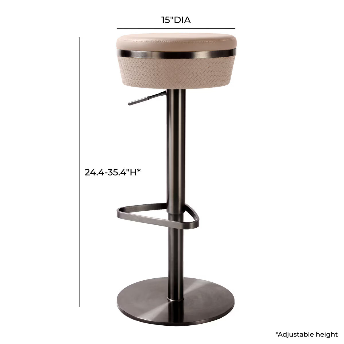 Tabouret ajustable en cuir végétalien tissé Astro Café au Lait