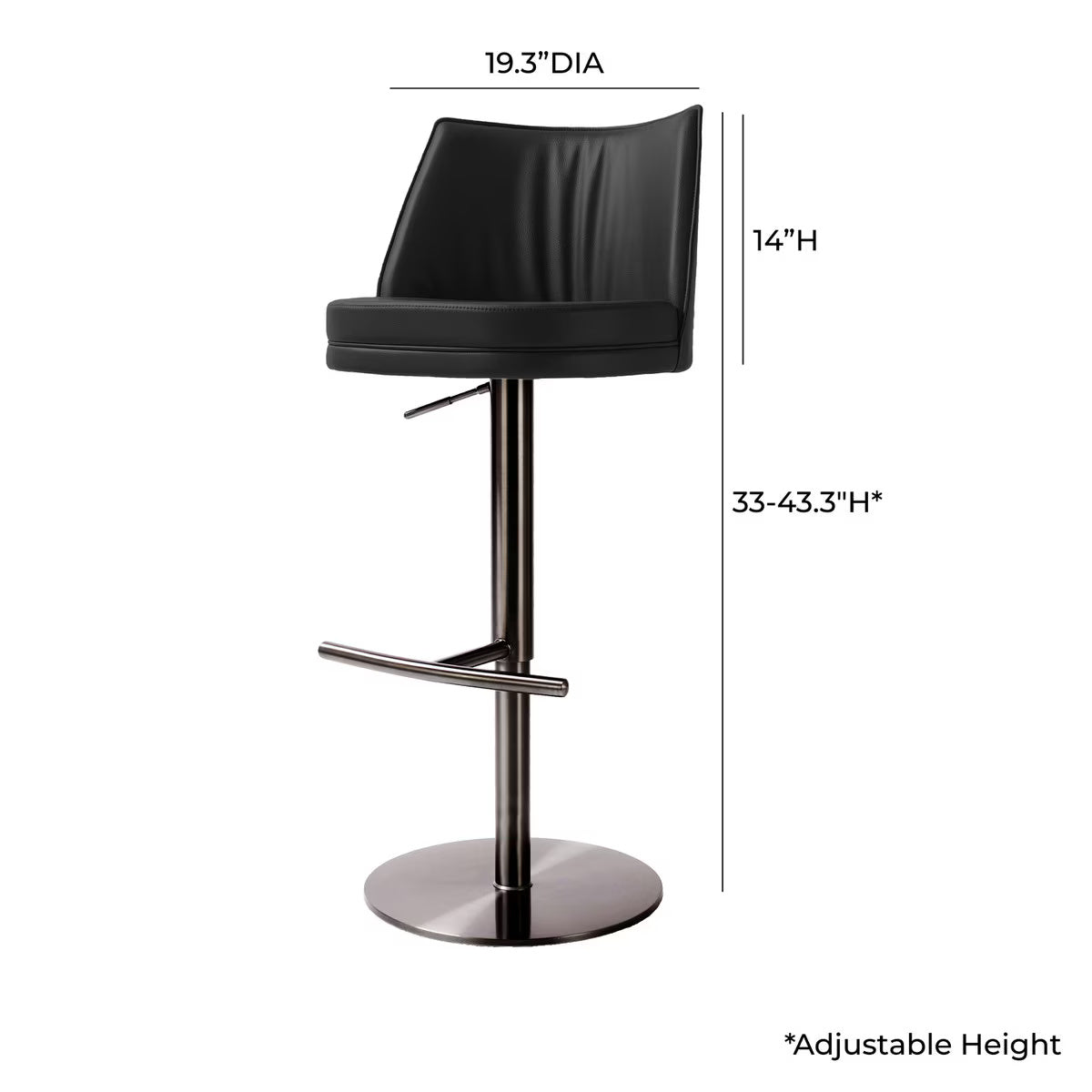Gala Black Performance Cuir végétalien sur tabouret réglable