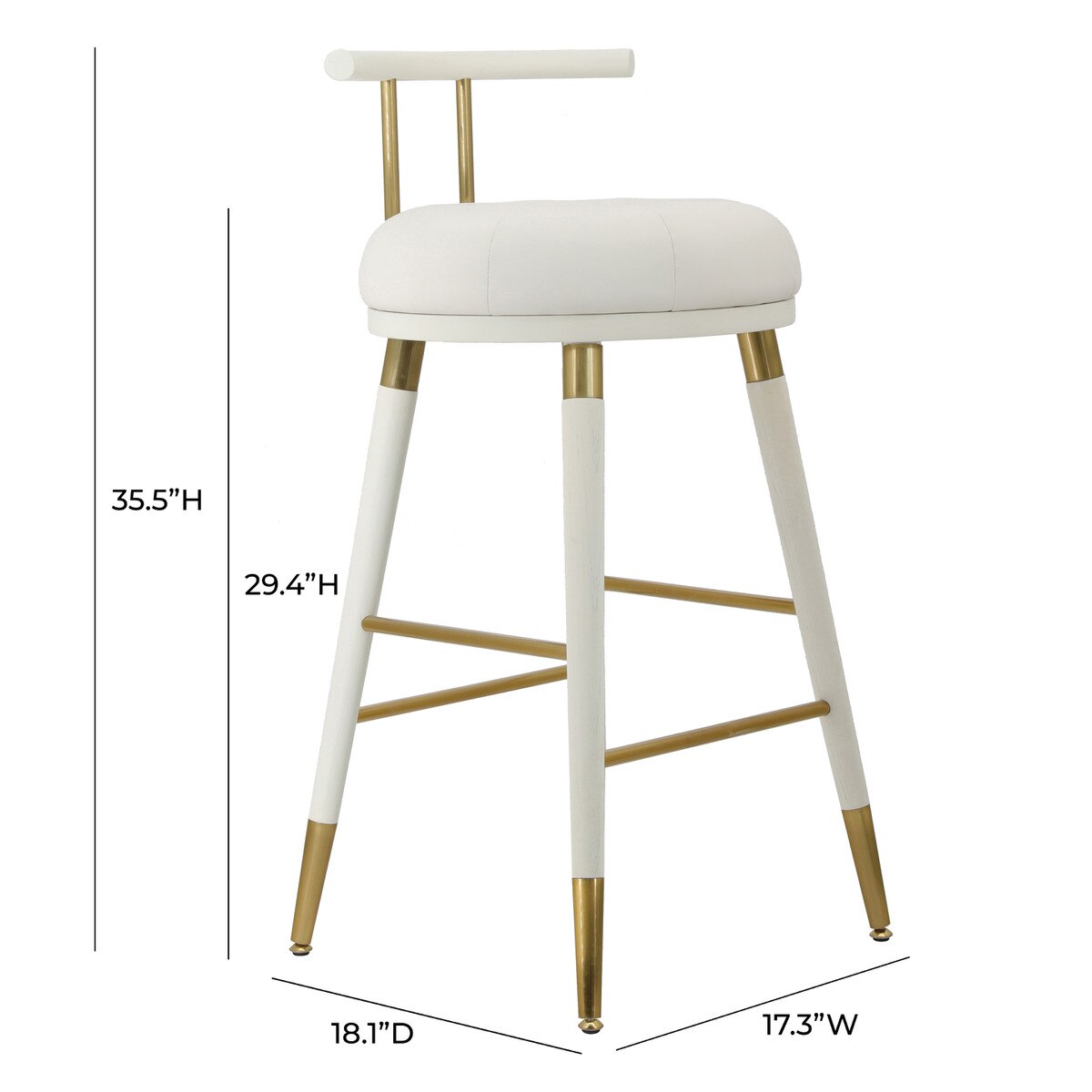 Tabouret de bar en cuir végétalien blanc Juniper Performance