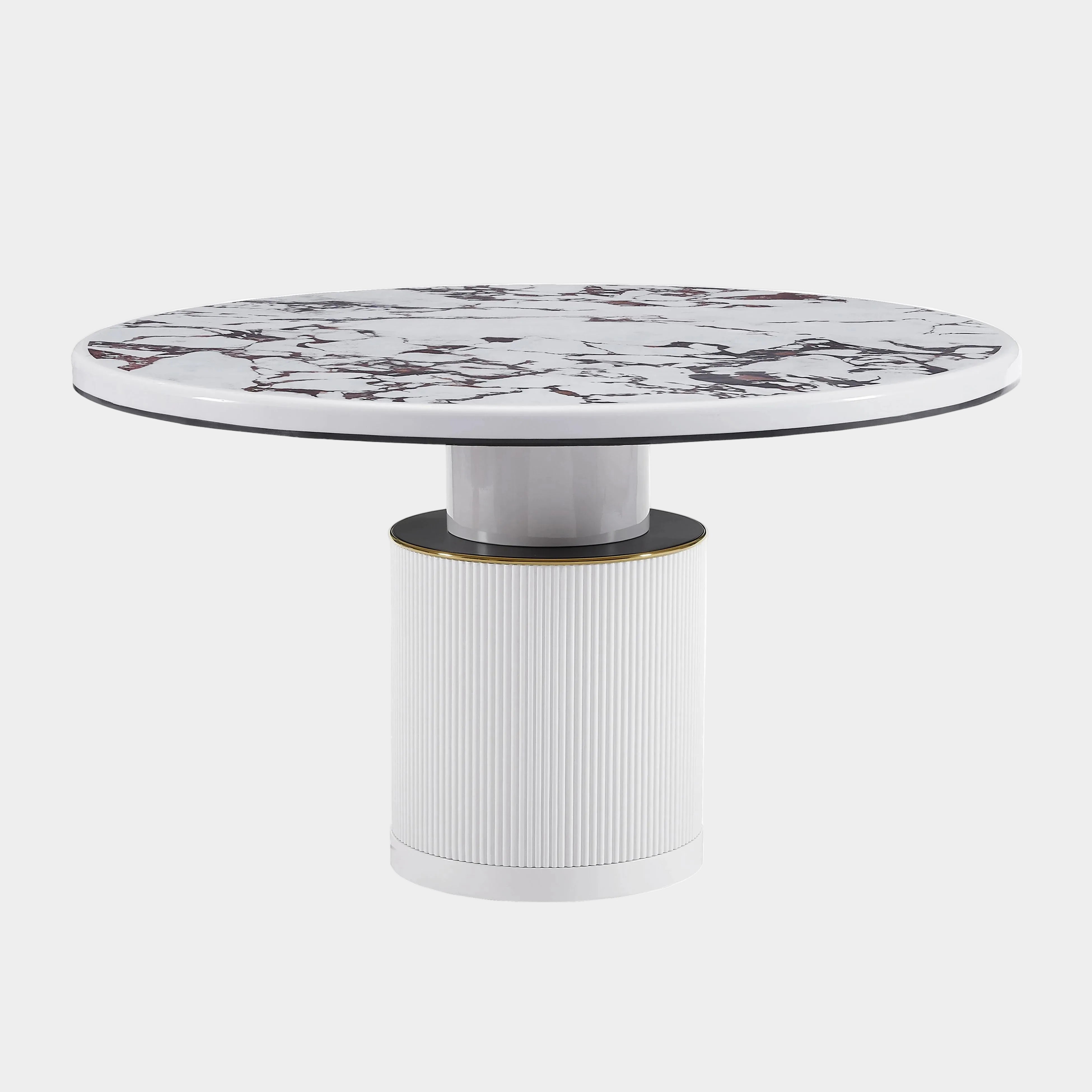 Vanessa 53" White Marble Lacquer Round Dining Table