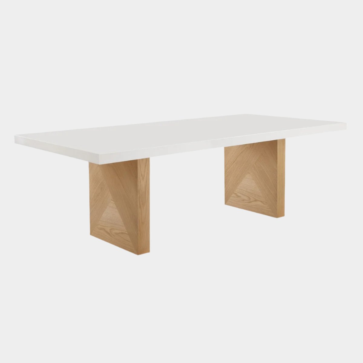 Table à manger rectangulaire Madeline en frêne blanc brillant et naturel de 92 po