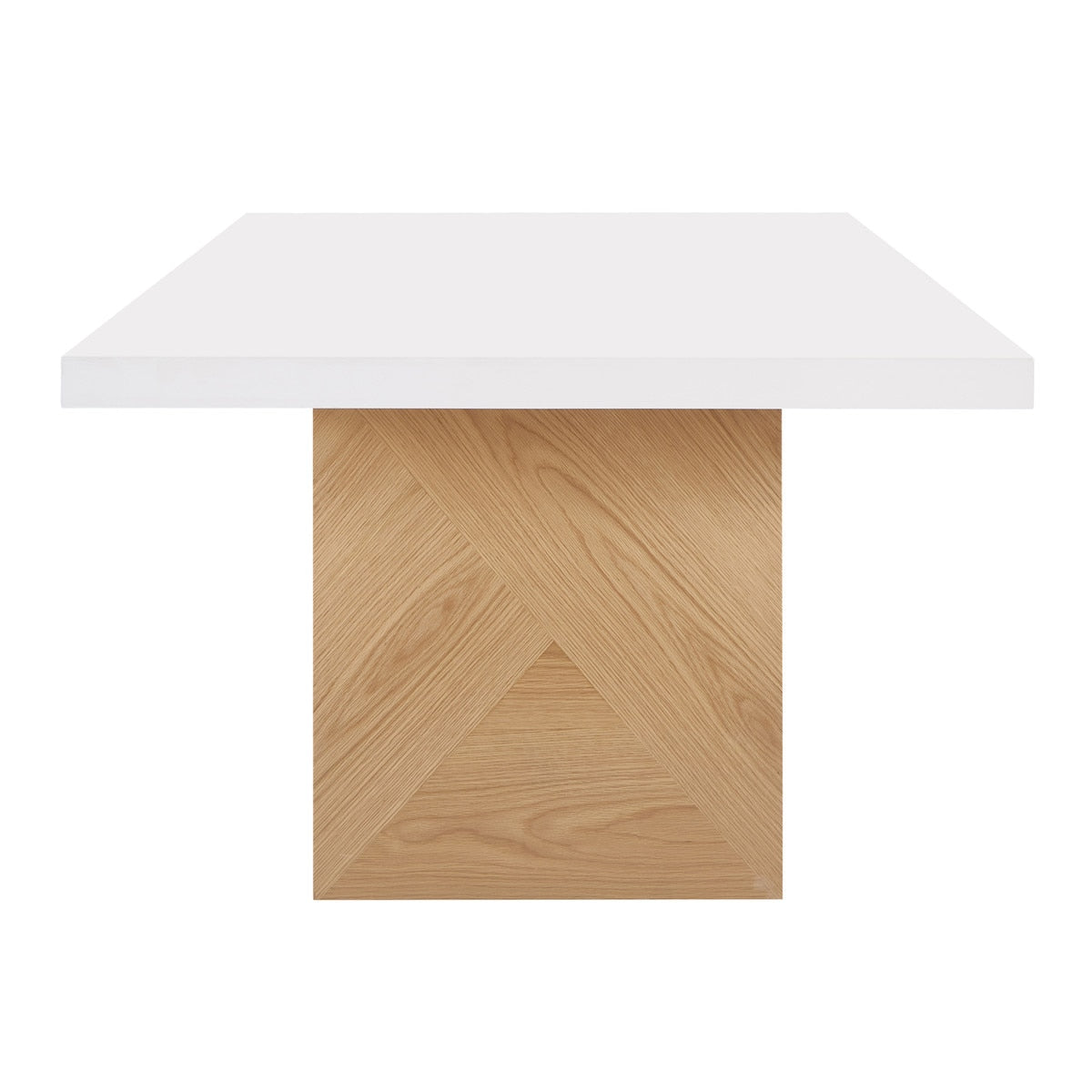 Table à manger rectangulaire Madeline en frêne blanc brillant et naturel de 92 po