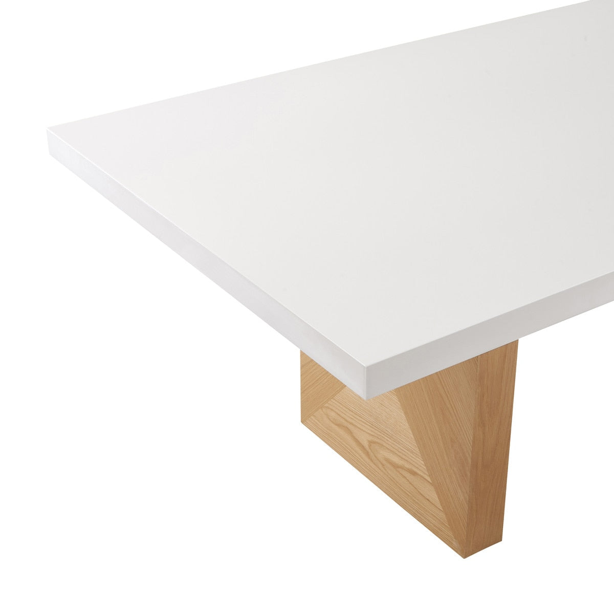 Table à manger rectangulaire Madeline en frêne blanc brillant et naturel de 92 po