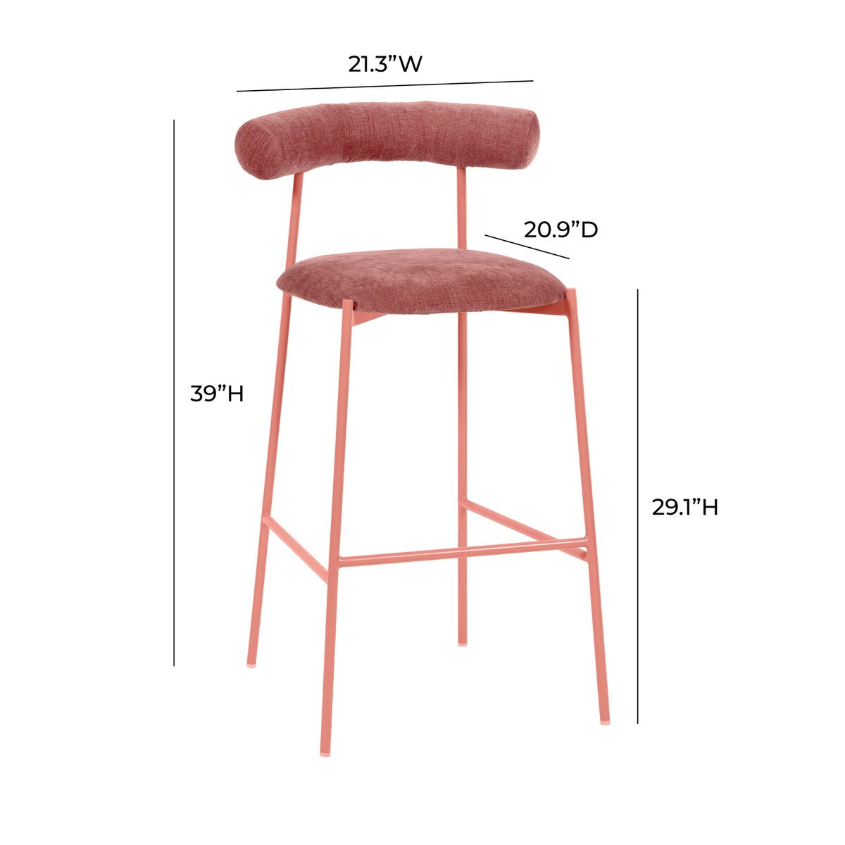 Tabouret de bar en velours mauve Liliana Performance