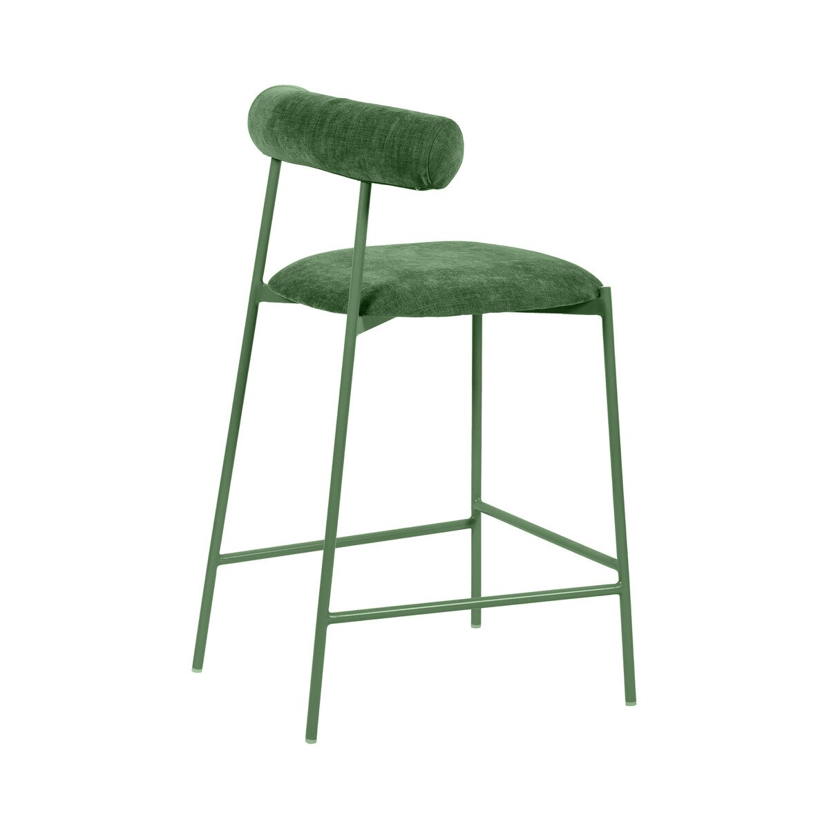 Tabouret de bar en velours vert forêt Liliana