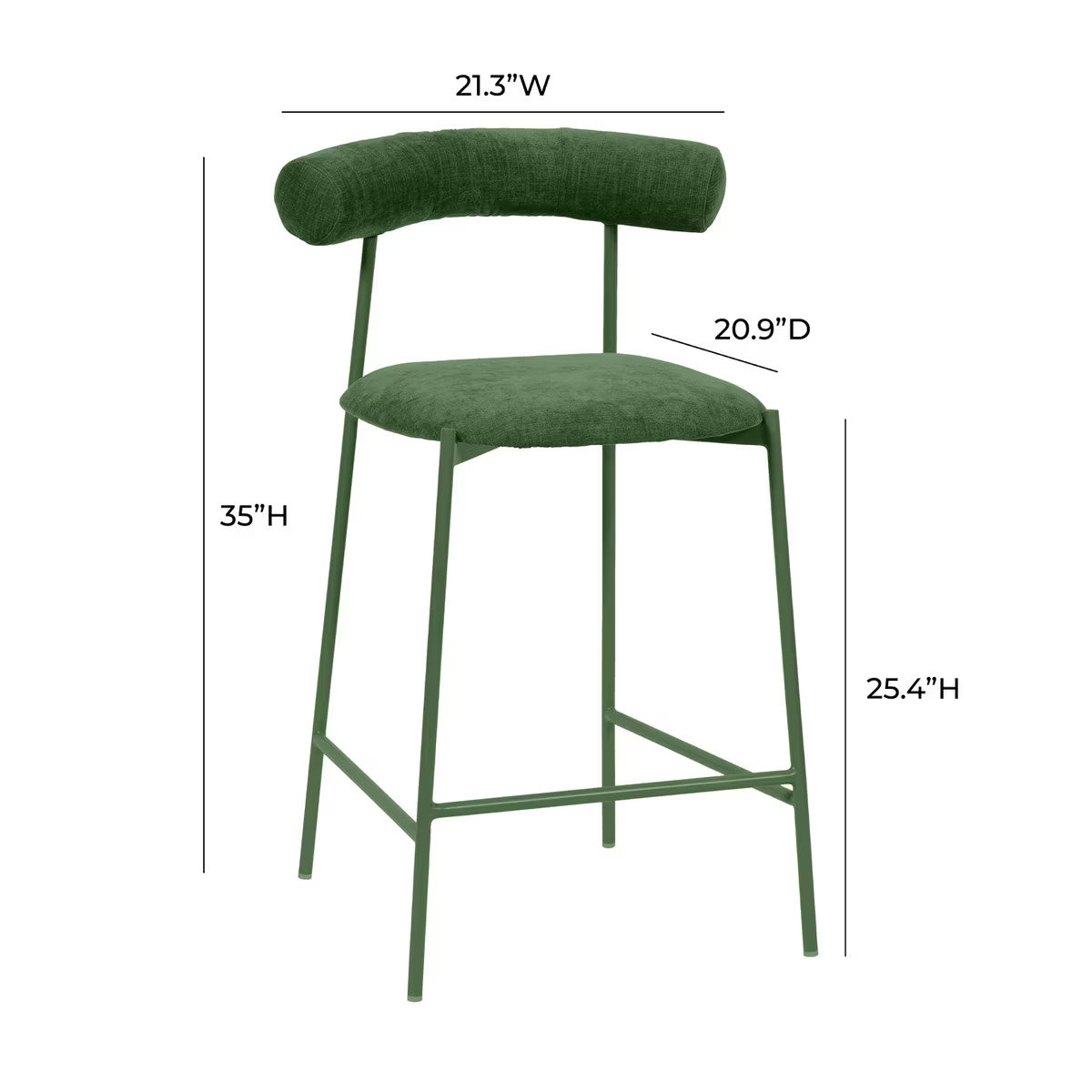 Tabouret de bar en velours vert forêt Liliana