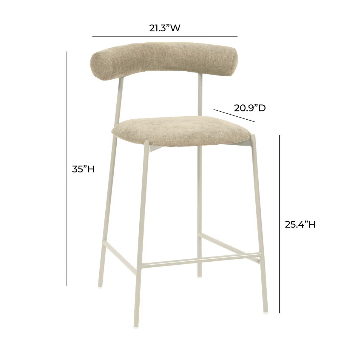 Tabouret de bar en velours taupe Liliana Performance
