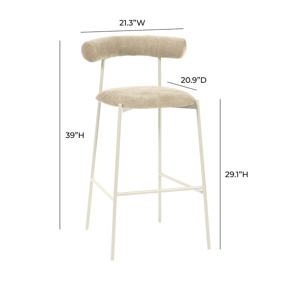 Tabouret de bar en velours taupe Liliana Performance