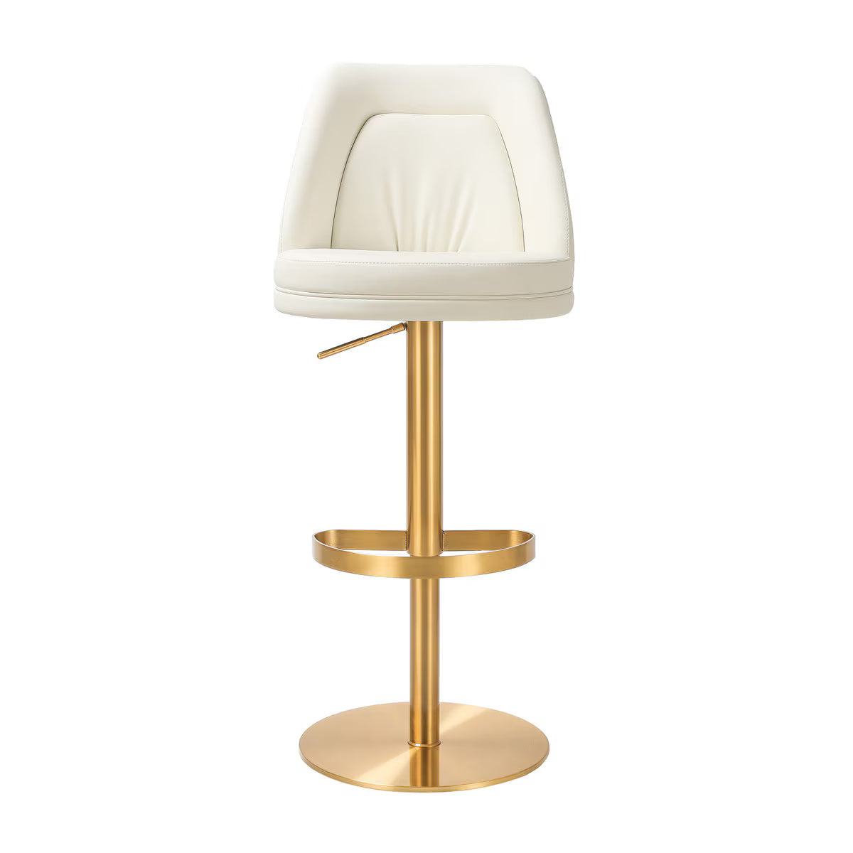 Tabouret pivotant réglable Maven Cream Performance en cuir végétalien et doré