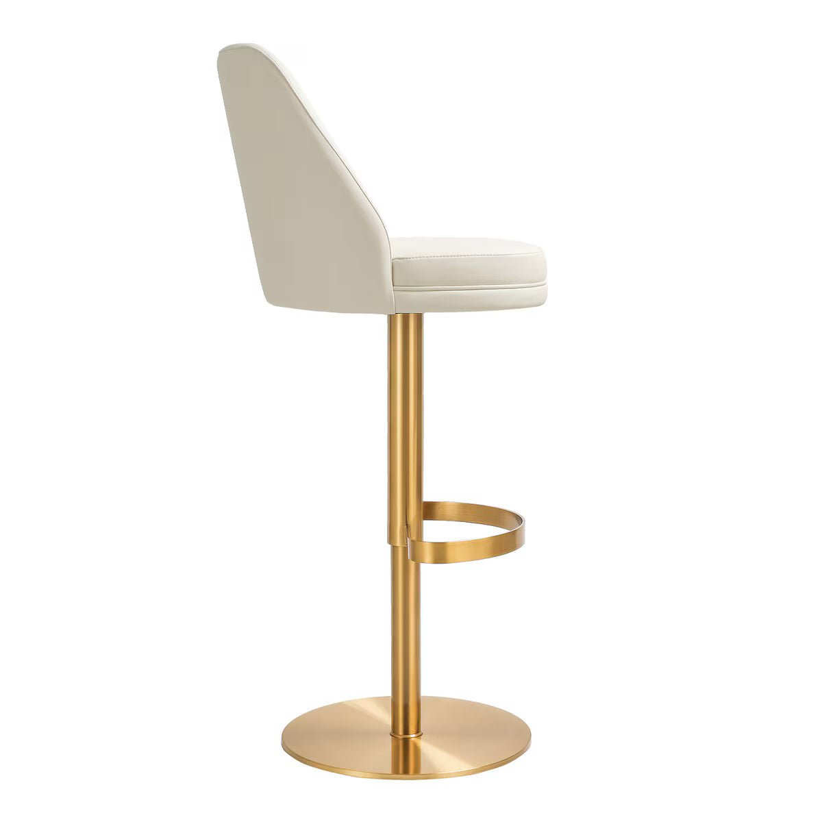 Tabouret pivotant réglable Maven Cream Performance en cuir végétalien et doré