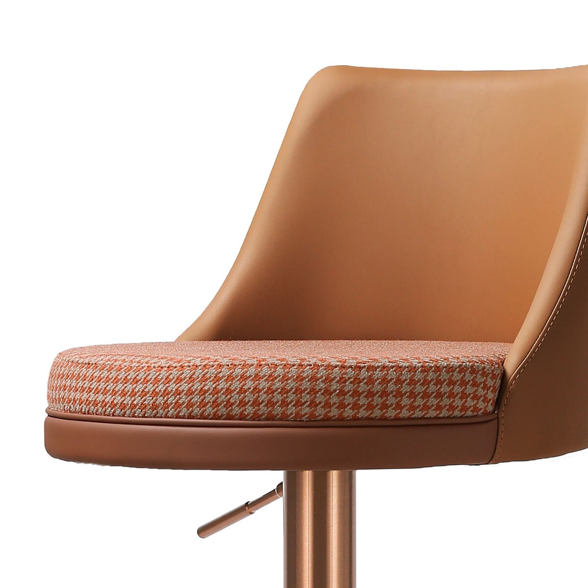 Tabouret pivotant réglable en cuir végétalien et pied-de-poule Reagan Café Au Lait Performance