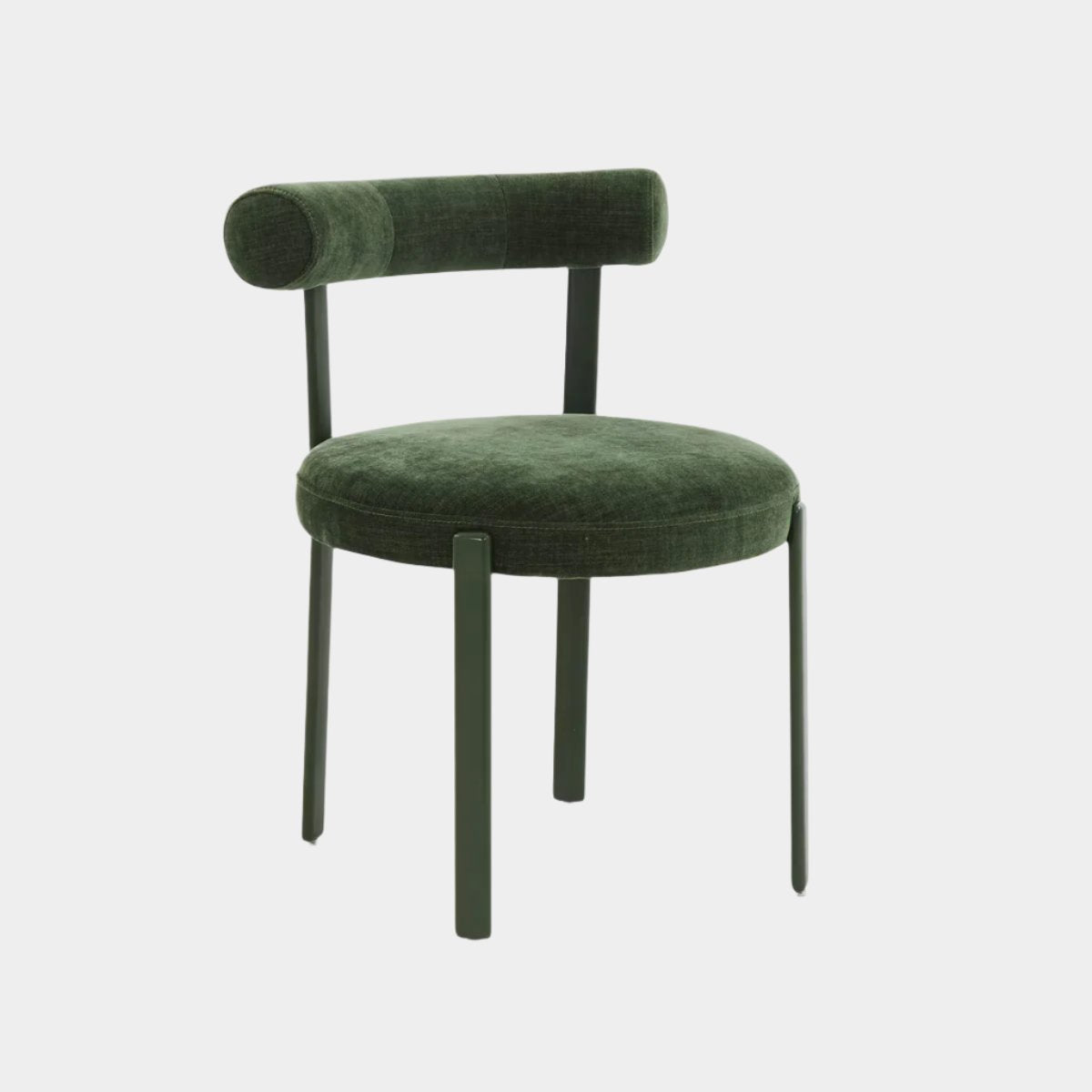Chaise de salle à manger à dossier traversin en chenille verte Margaret Forest Performance