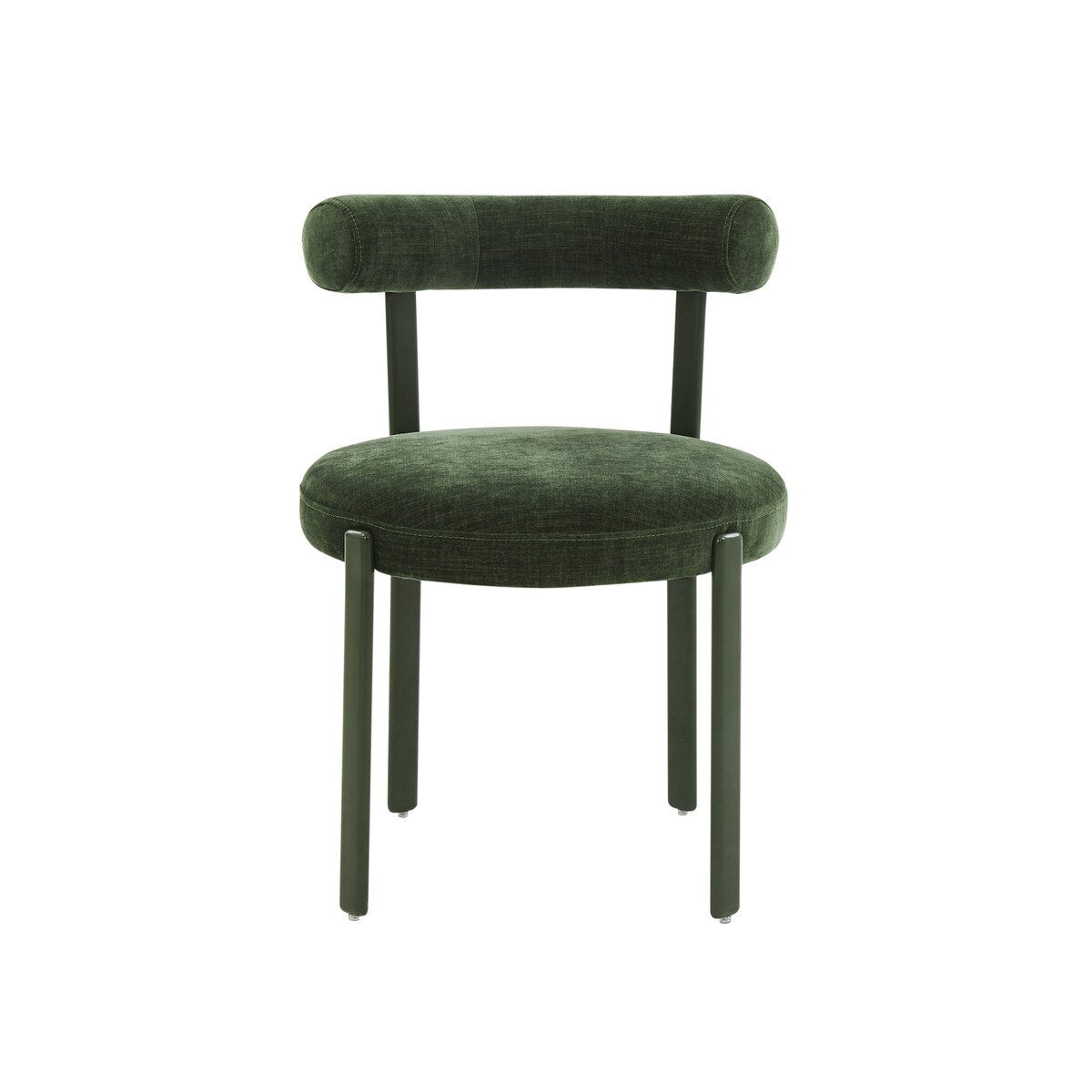 Chaise de salle à manger à dossier traversin en chenille verte Margaret Forest Performance