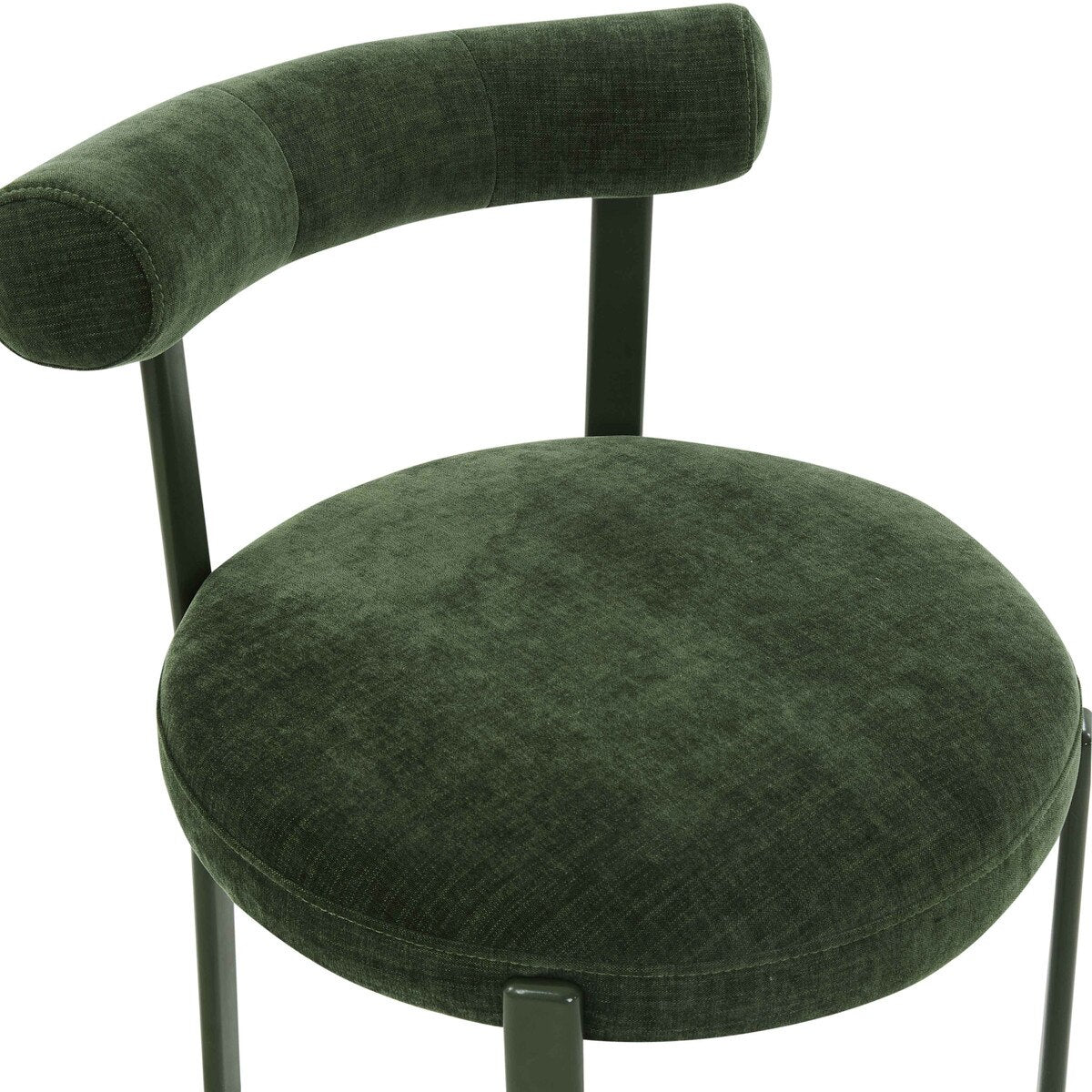 Chaise de salle à manger à dossier traversin en chenille verte Margaret Forest Performance