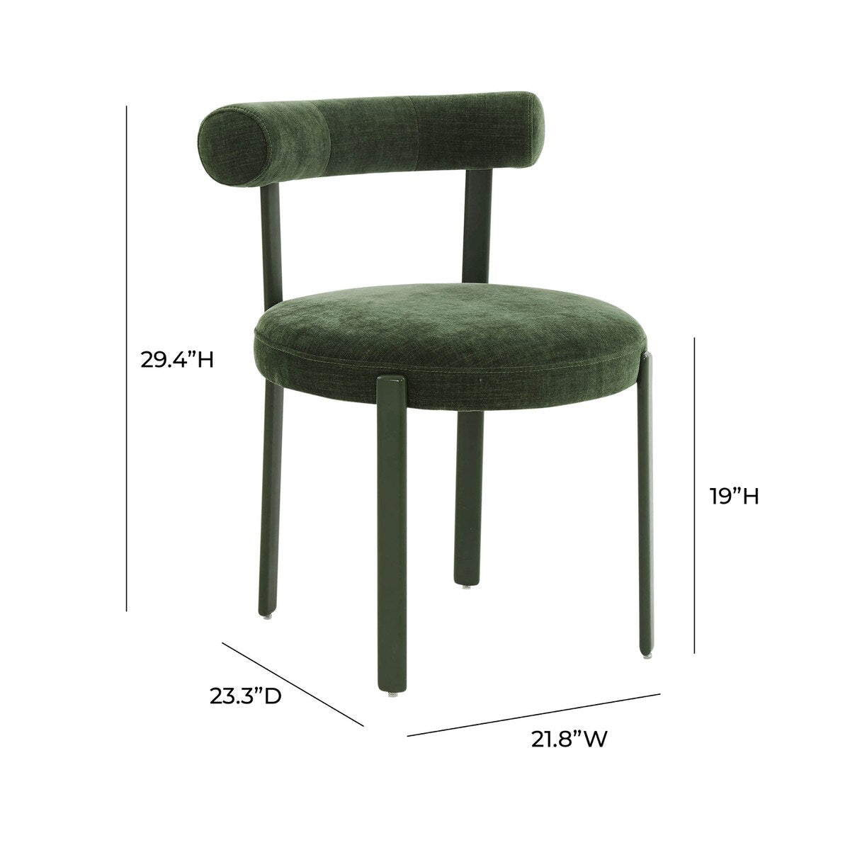 Chaise de salle à manger à dossier traversin en chenille verte Margaret Forest Performance