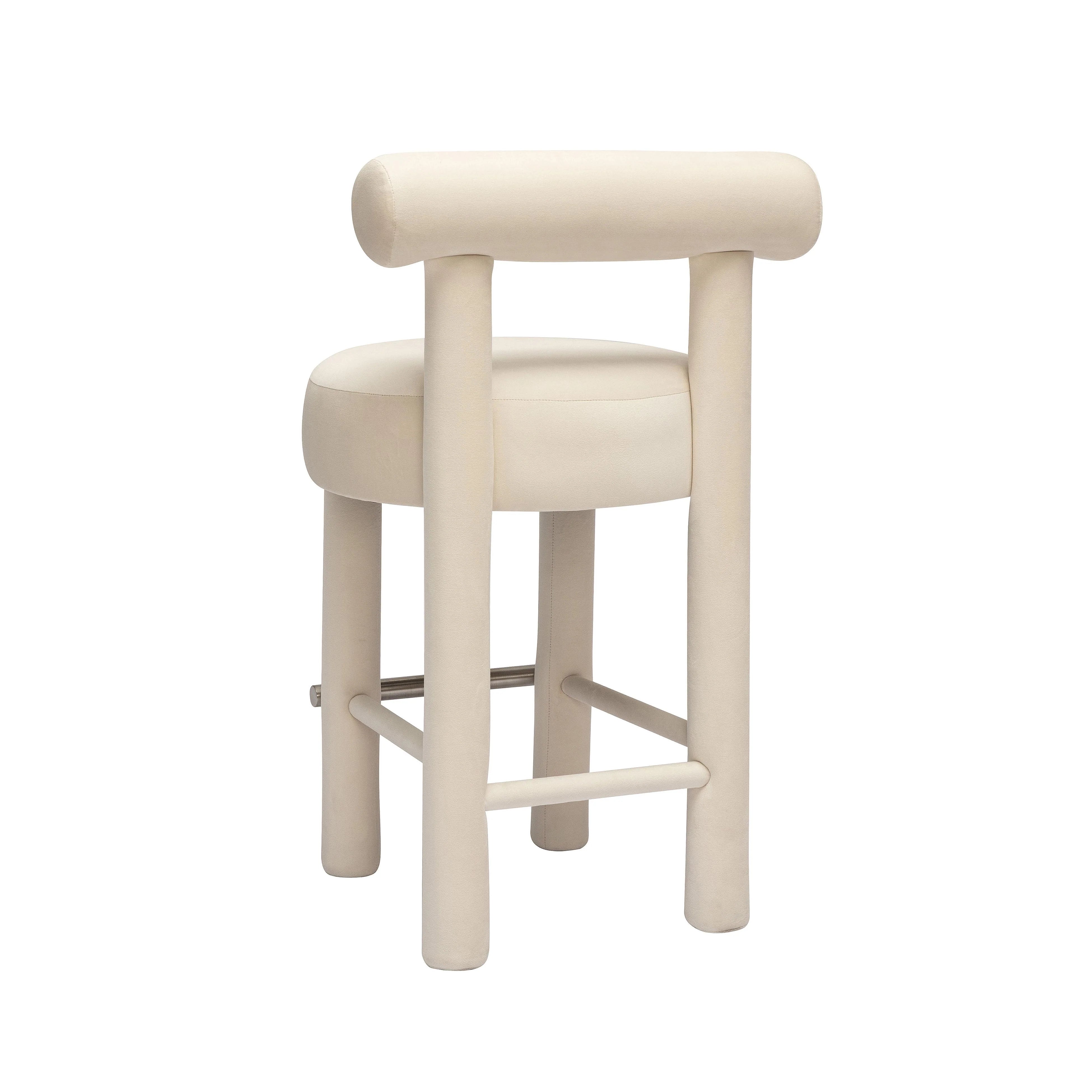 Tabouret de bar en velours crème Carmel
