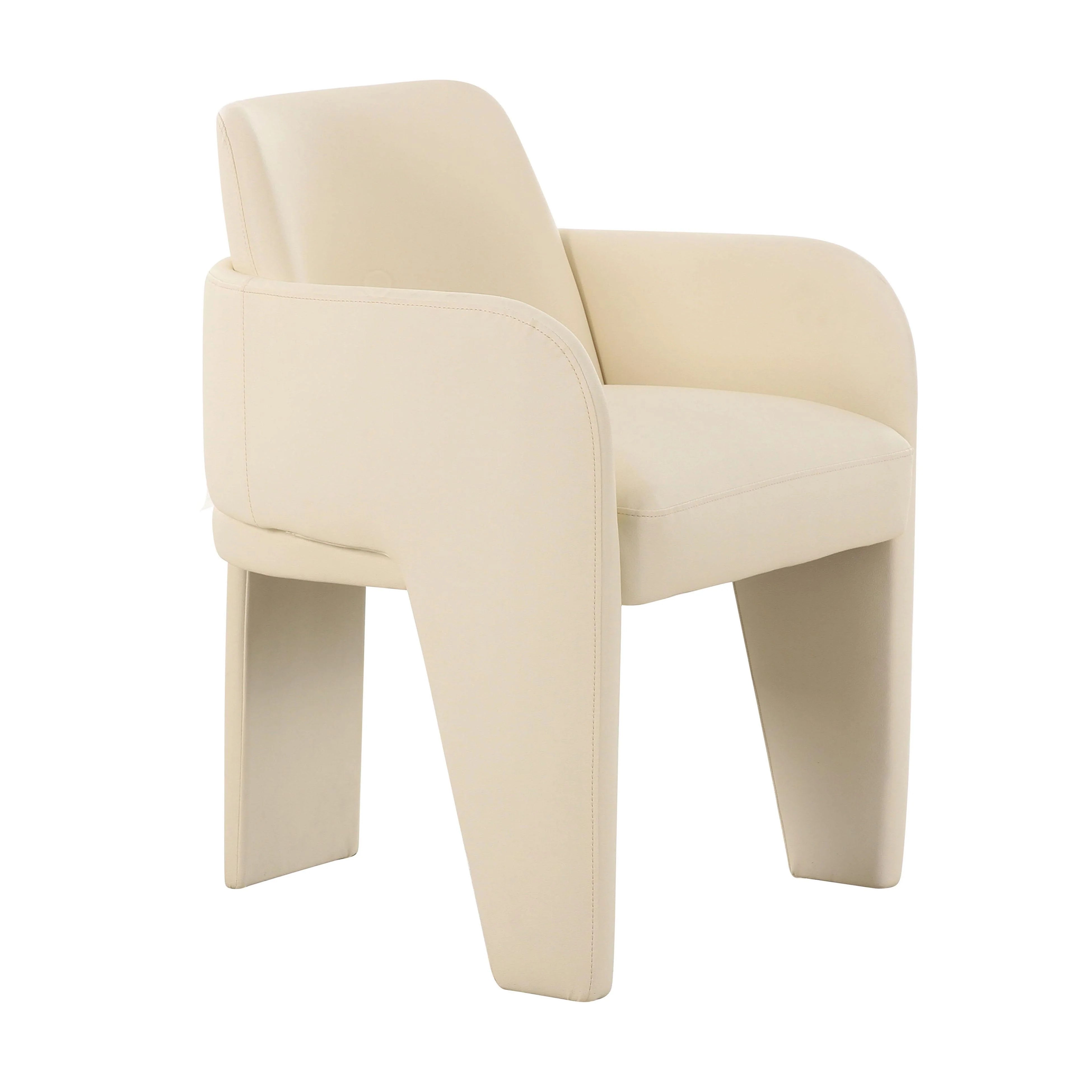 Chaise de salle à manger en cuir végétalien Leo Cream Performance