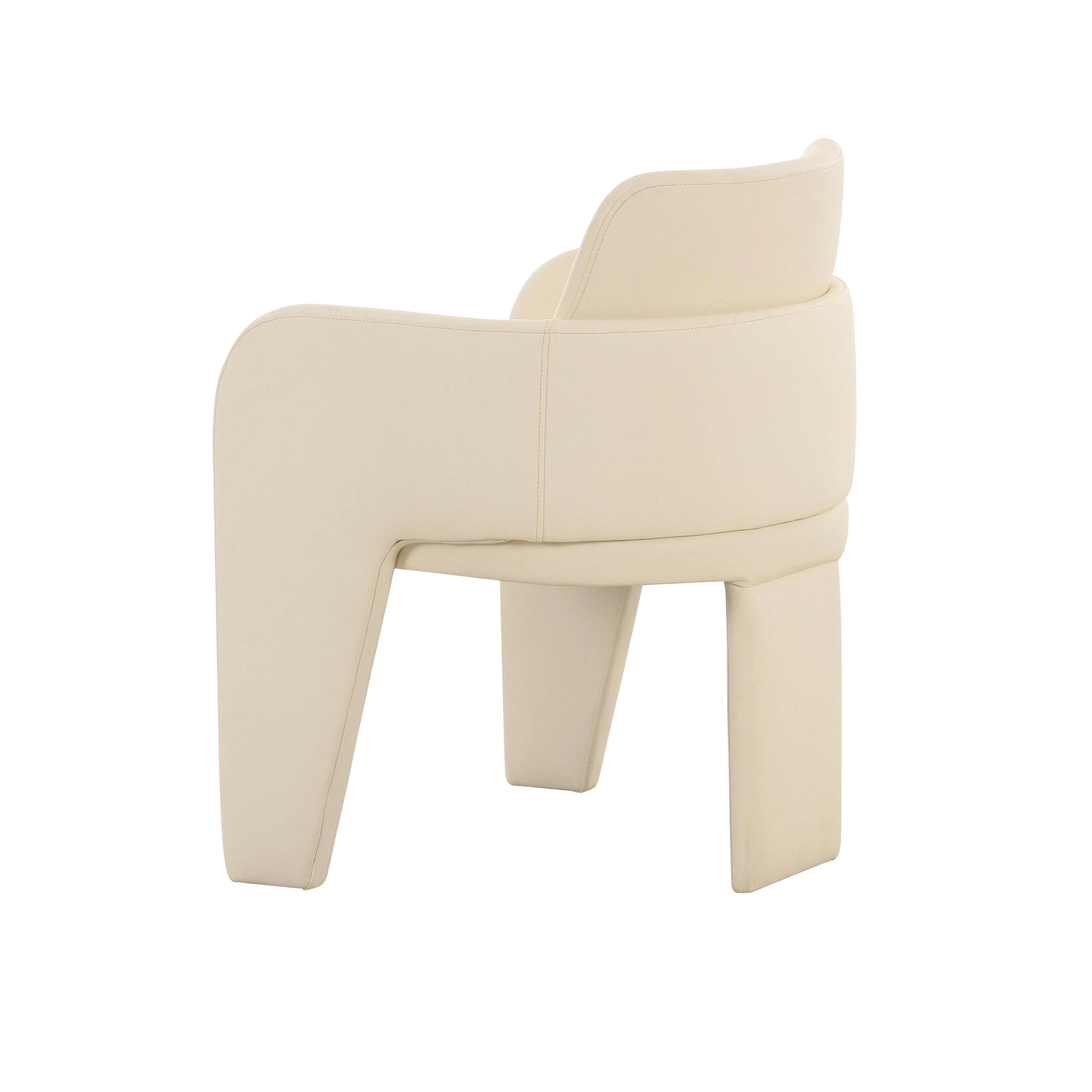 Chaise de salle à manger en cuir végétalien Leo Cream Performance
