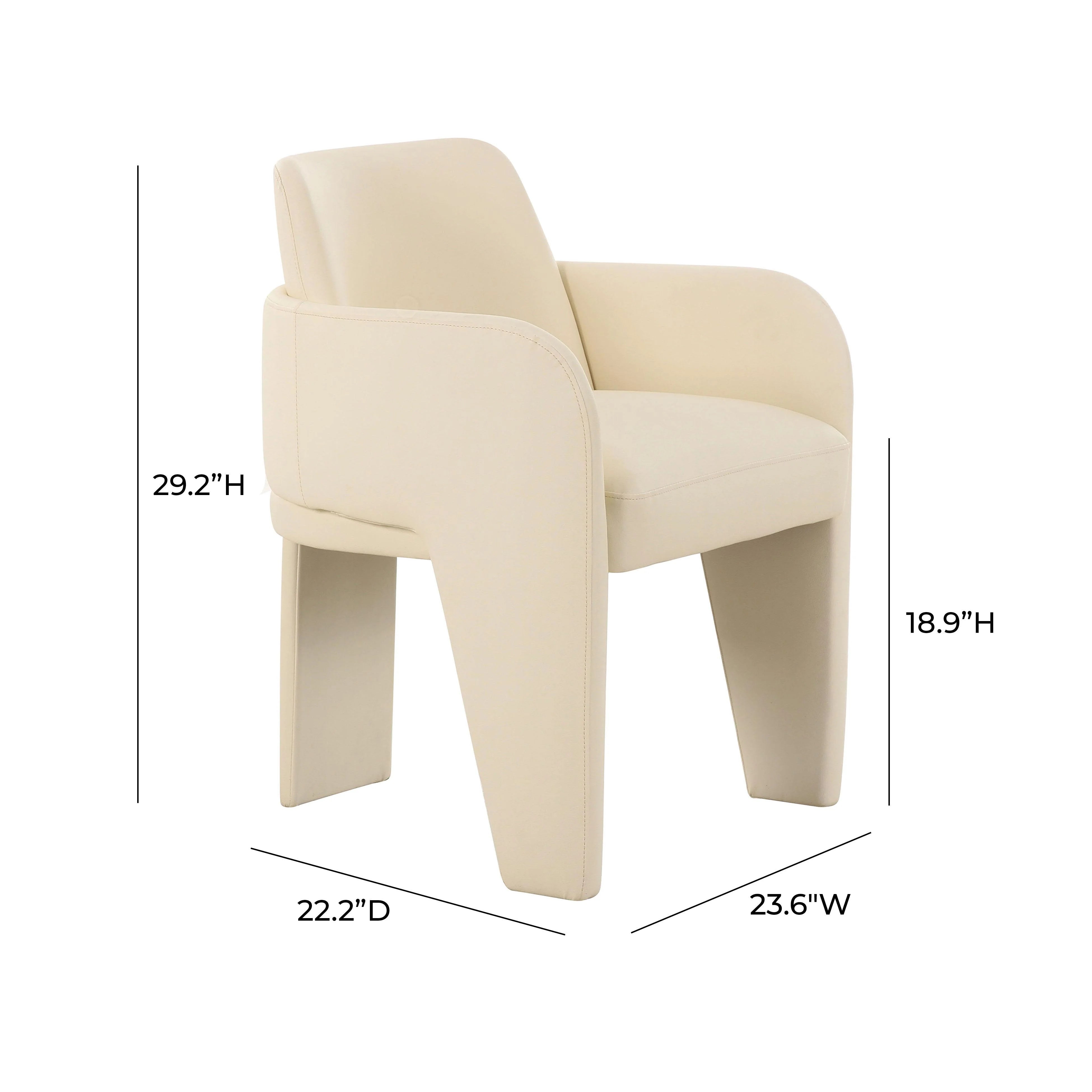 Chaise de salle à manger en cuir végétalien Leo Cream Performance