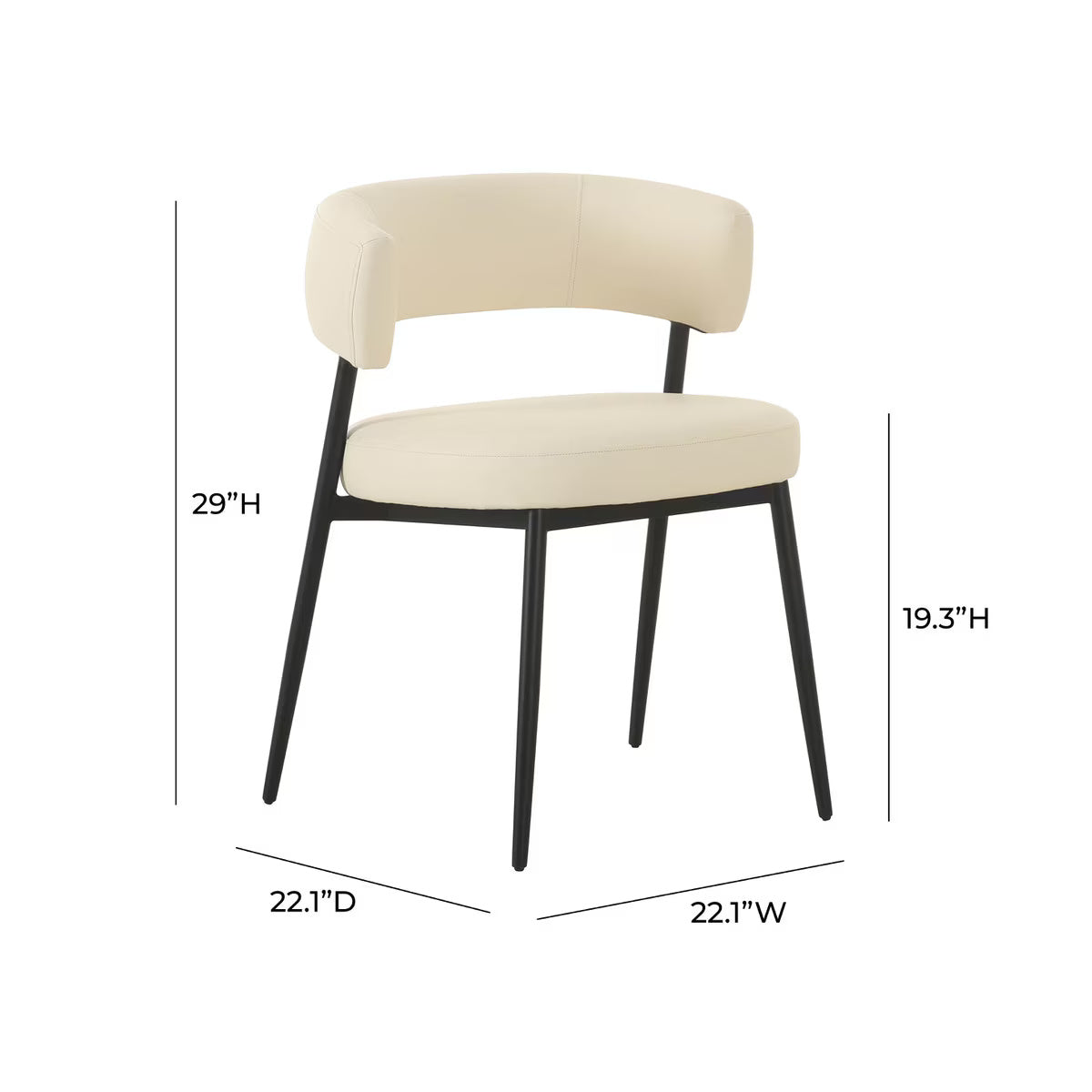 Chaise de salle à manger en cuir végétalien Maxine Cream Performance