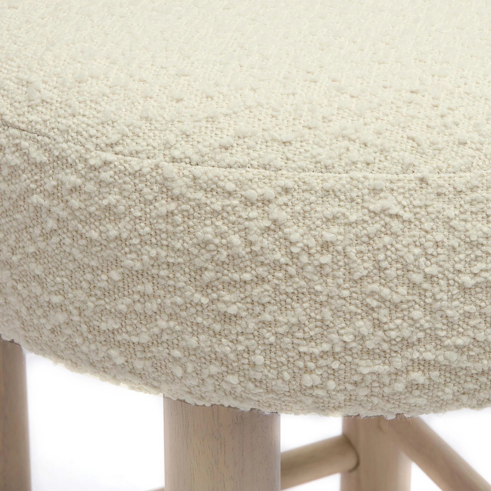 Carmel Cream Performance Boucle and Solid Wood Counter Stool