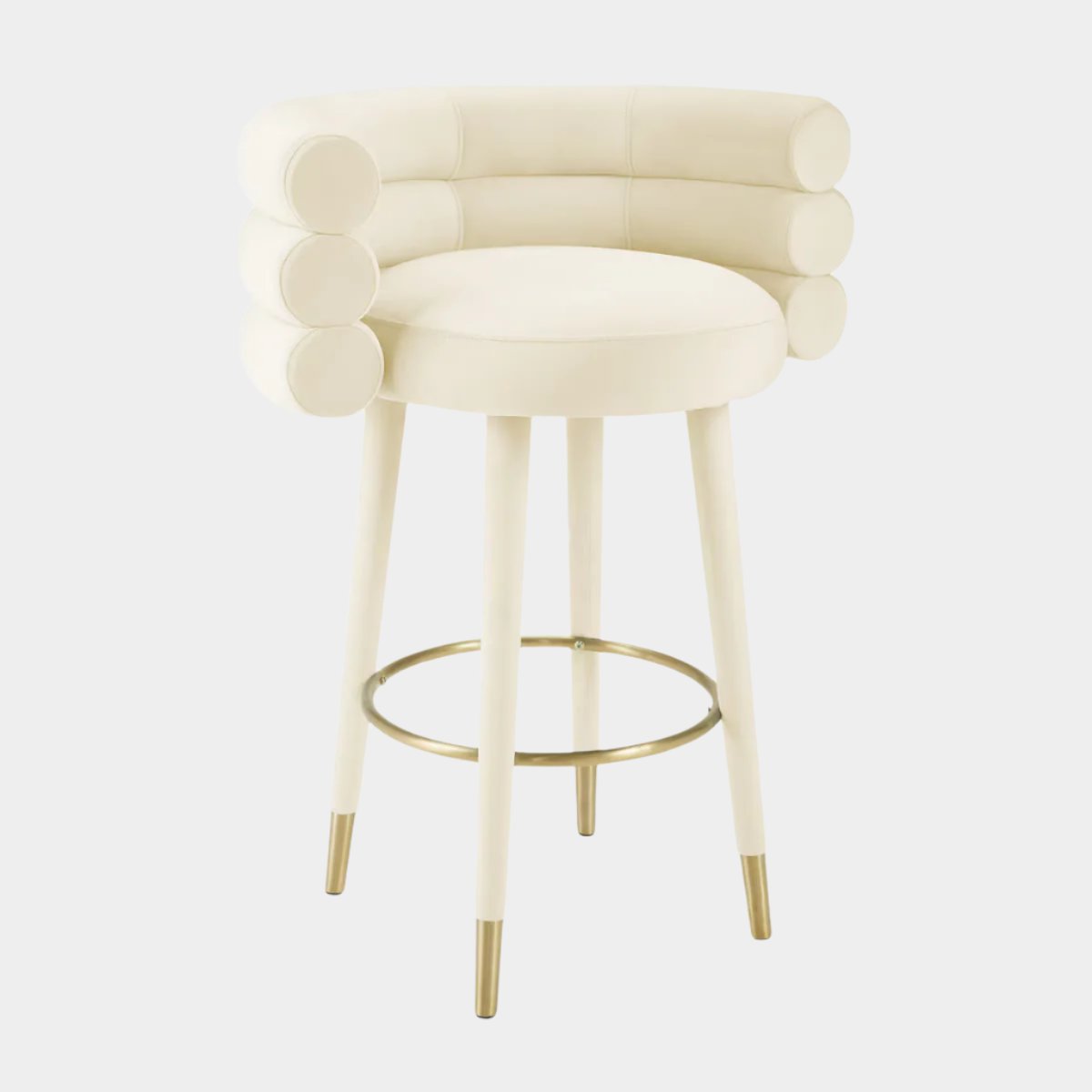 Tabouret de bar Betty en velours crème