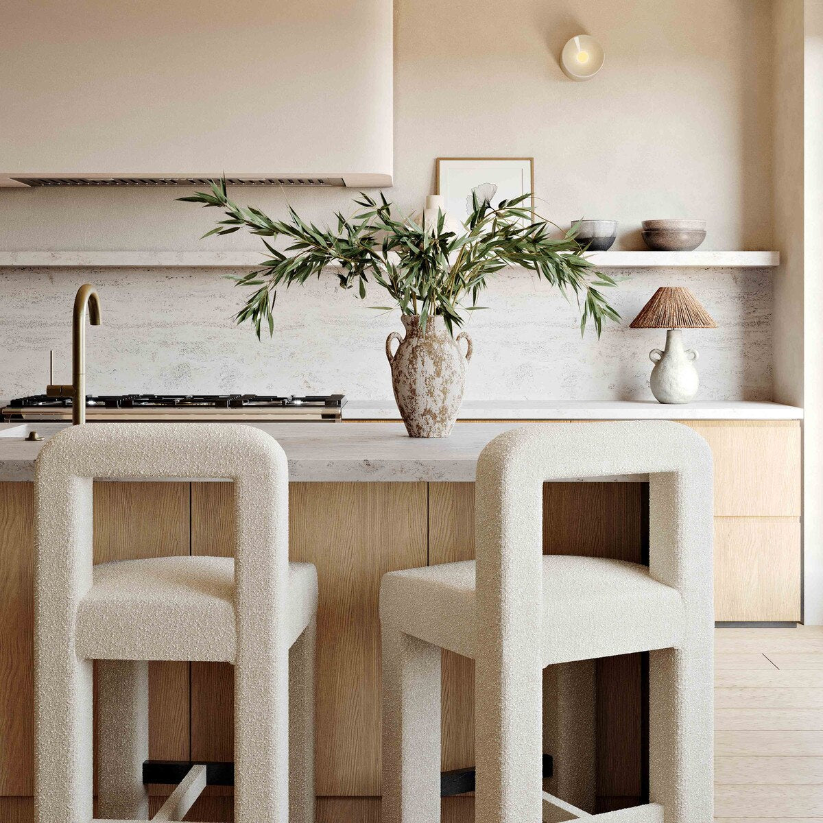 Tabouret de bar Hazel Cream Boucle