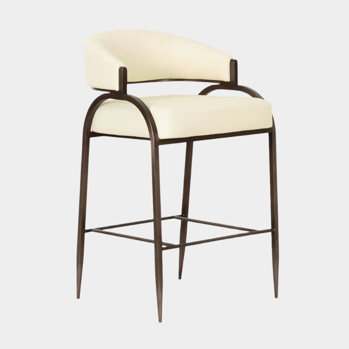 Tabouret de bar en cuir végétalien Tatum Cream Performance