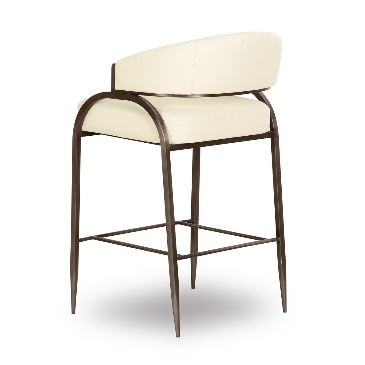 Tabouret de bar en cuir végétalien Tatum Cream Performance