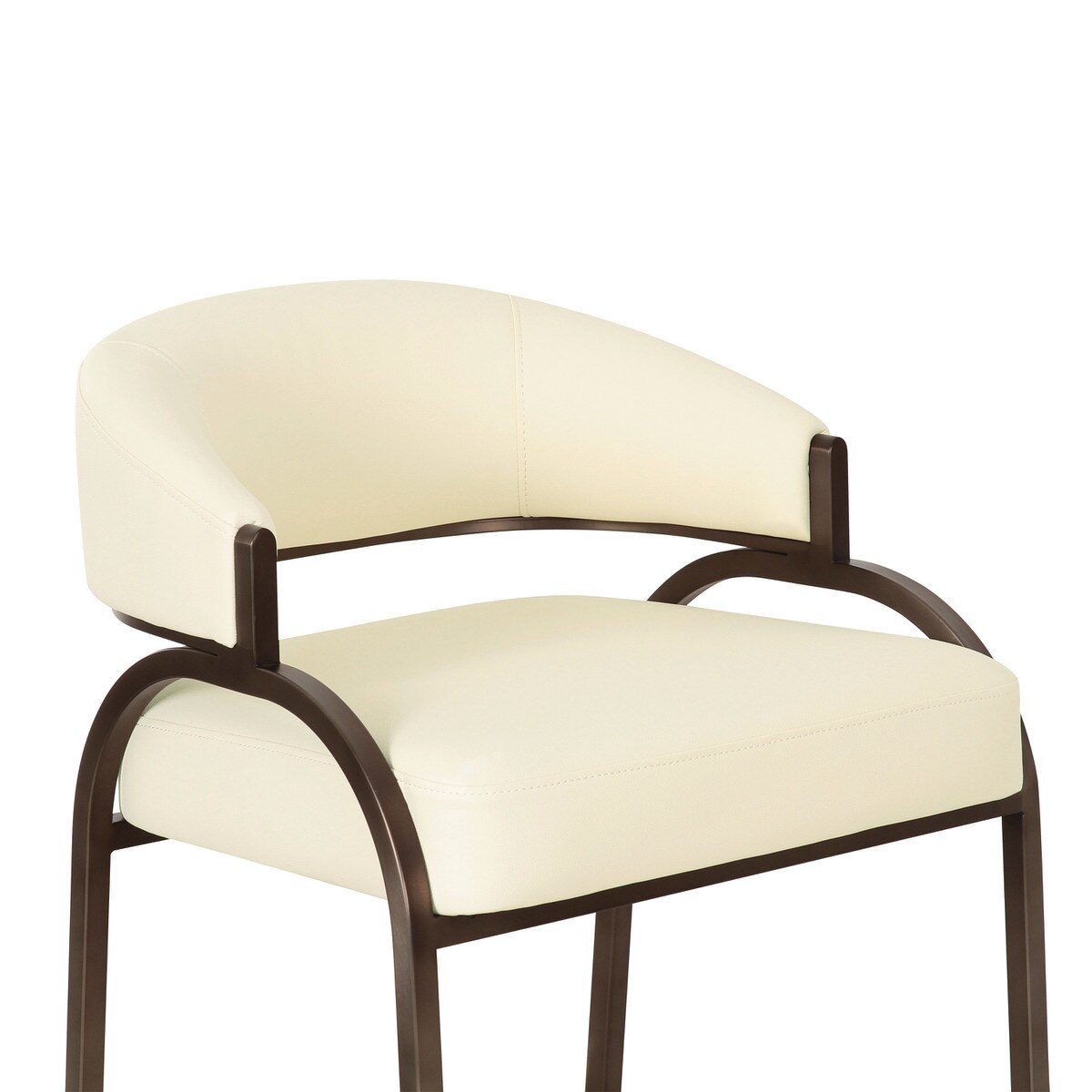 Tabouret de bar en cuir végétalien Tatum Cream Performance